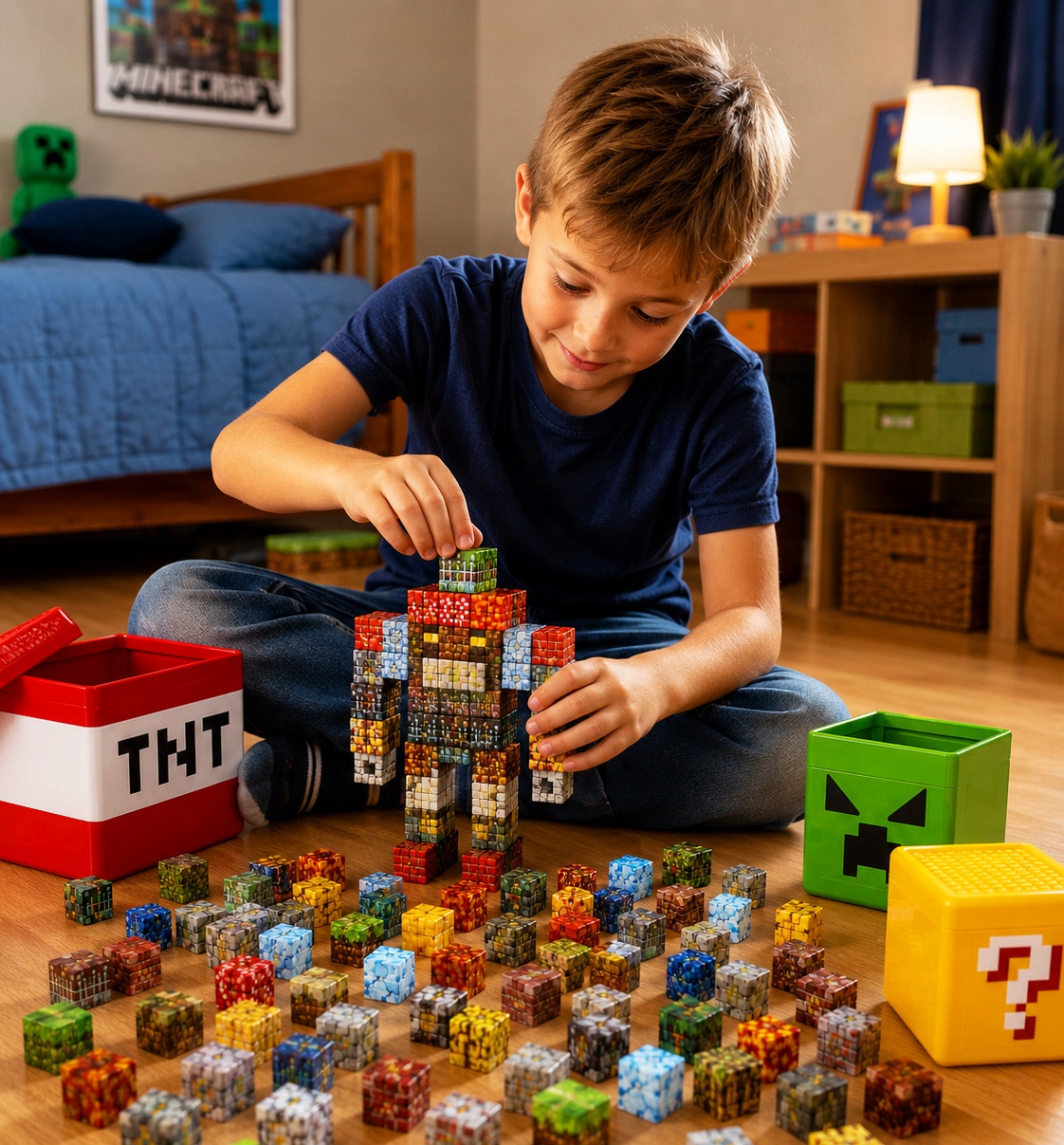 Pixele 3D magnetiniai blokeliai 180 vnt + FIGURINES Box blokelių rinkinys