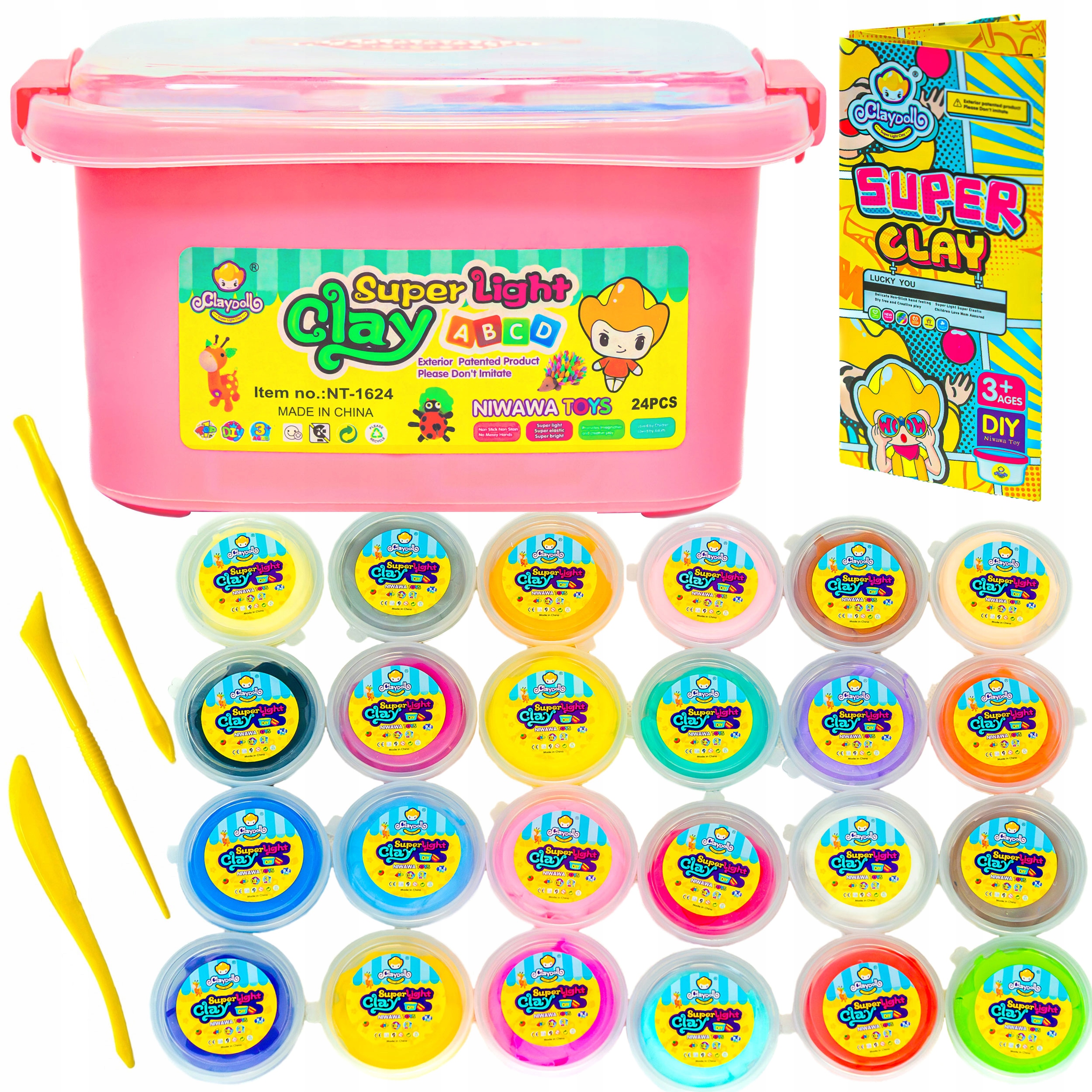 PUTOLŲ RINKINYS 24 vnt. + PRIEDAI + MAGIC lagaminas PLASTIKOS PASTA