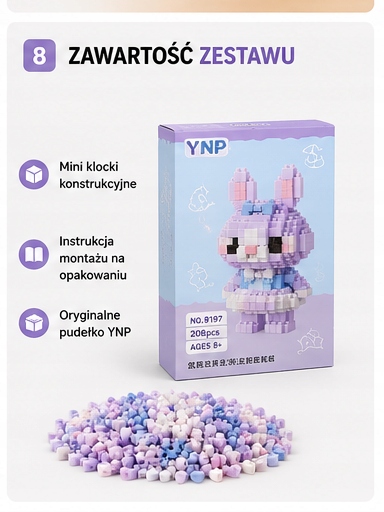 Mini Blocks Lavender Bunny 208 vnt. Mikroblokai 8+