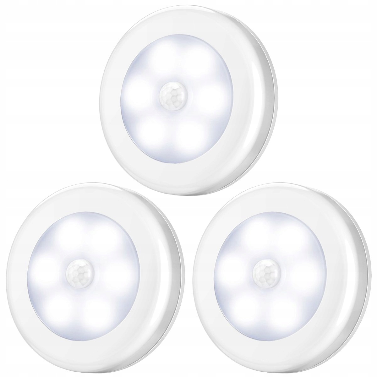 3x LED lempa, prieblandos judesio jutiklis, PIR BATERIJOS