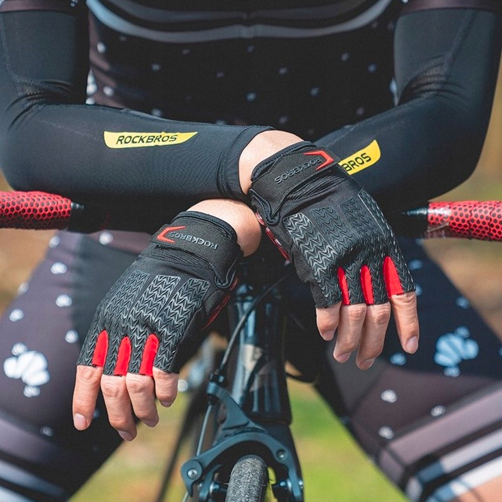 VYRŲ MOTERIŠKOS MTB DVIRAČIO VAIZDO PIRŠTINĖS GELĖS BEPIRKŠTŲ TRUMPOS ROCKBROS