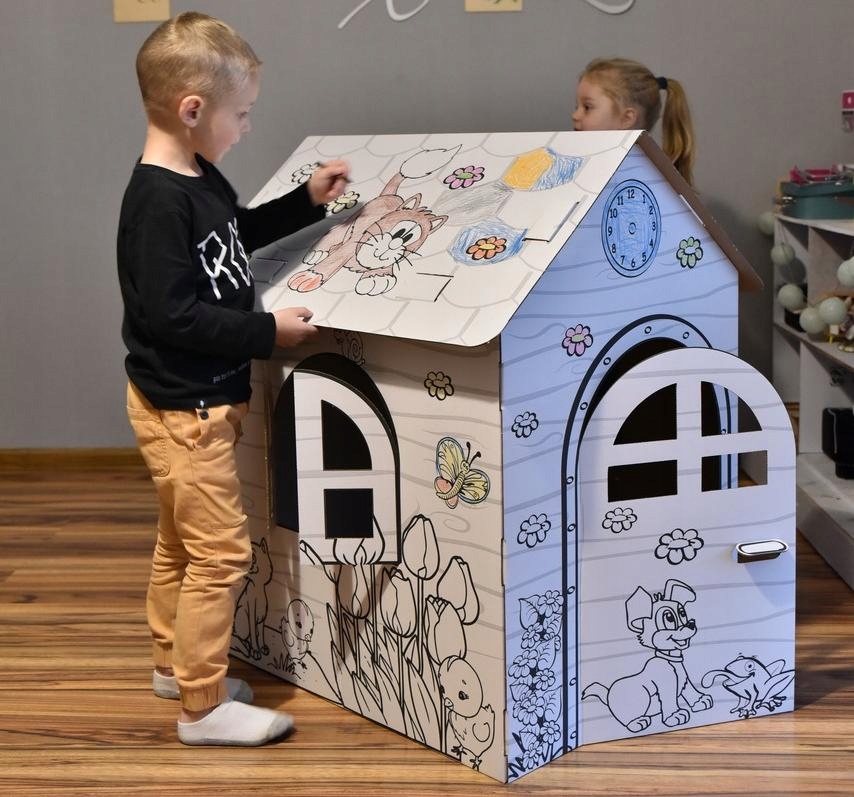 DreamLine didelis kartono namas vaikams spalvinimui