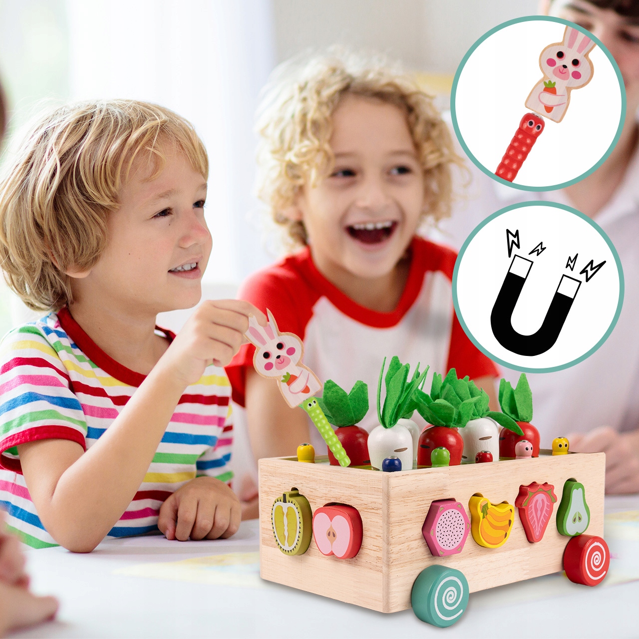MalPlay medinė Montessori dėlionė su voleliu