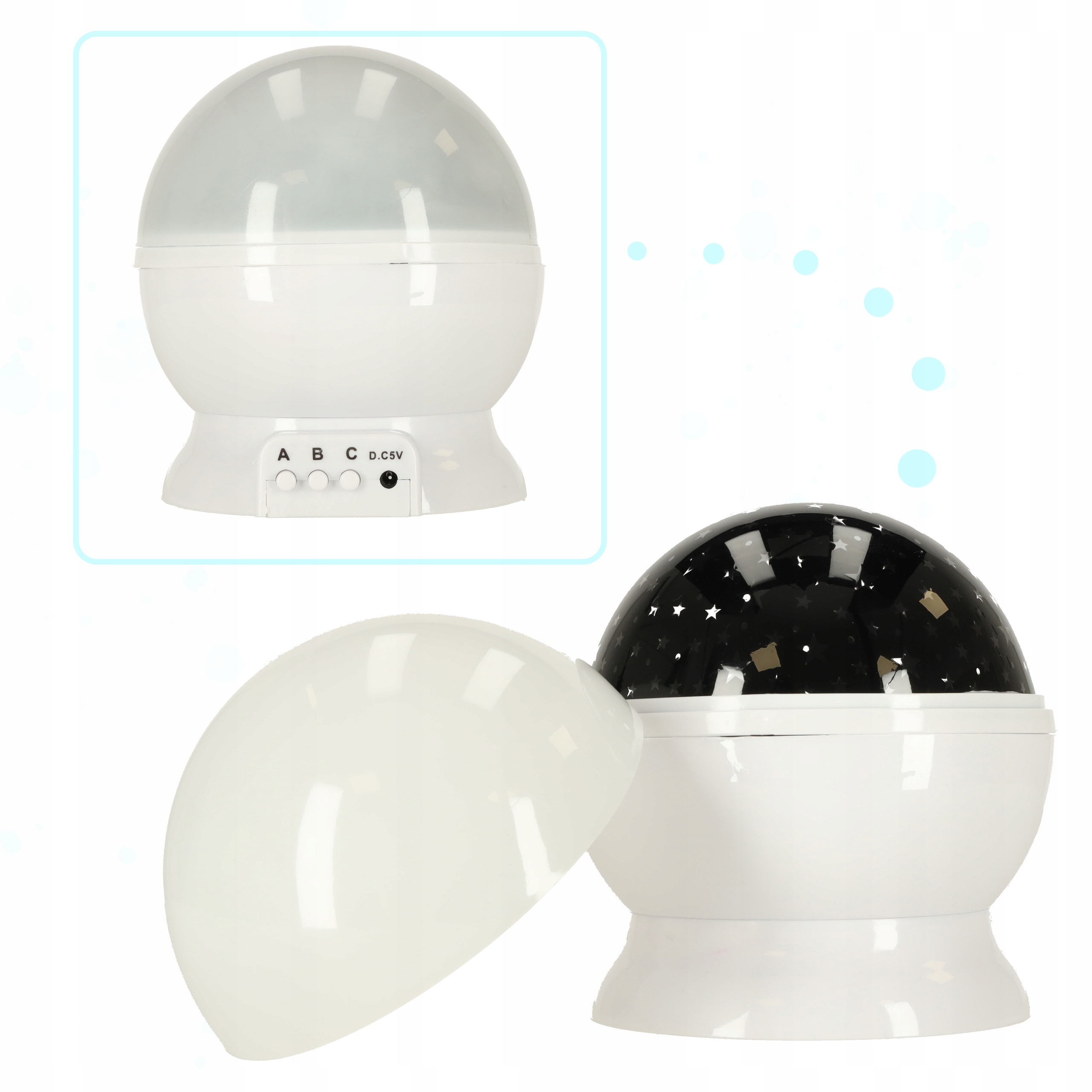 NAKTINIS LEMPAS STARS PROJEKTORIUS VAIKAMS USB 2IN1 SUKIMAS SPALVOTAS LED