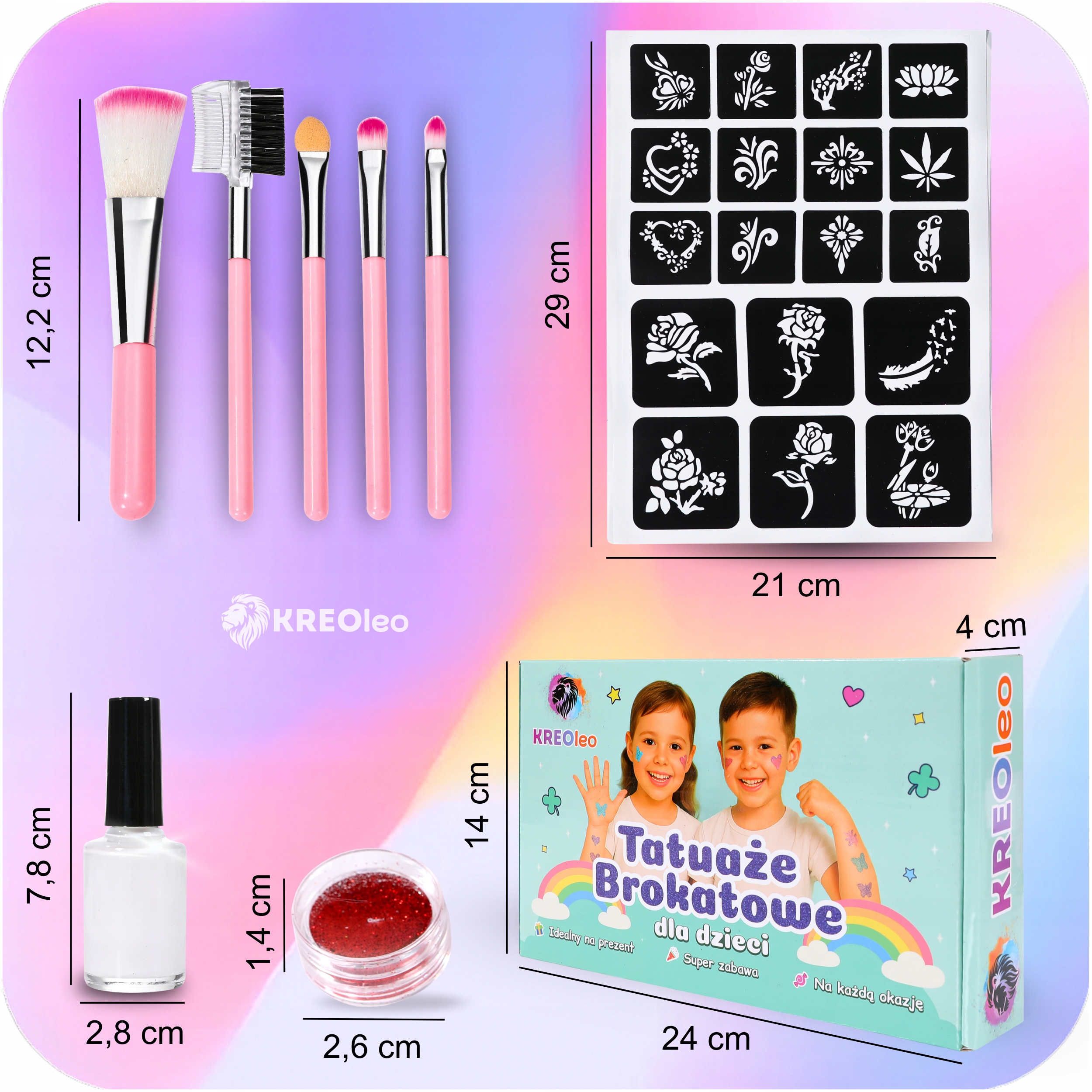 KREOleo tatuiruočių rinkinys 2 su šablonais