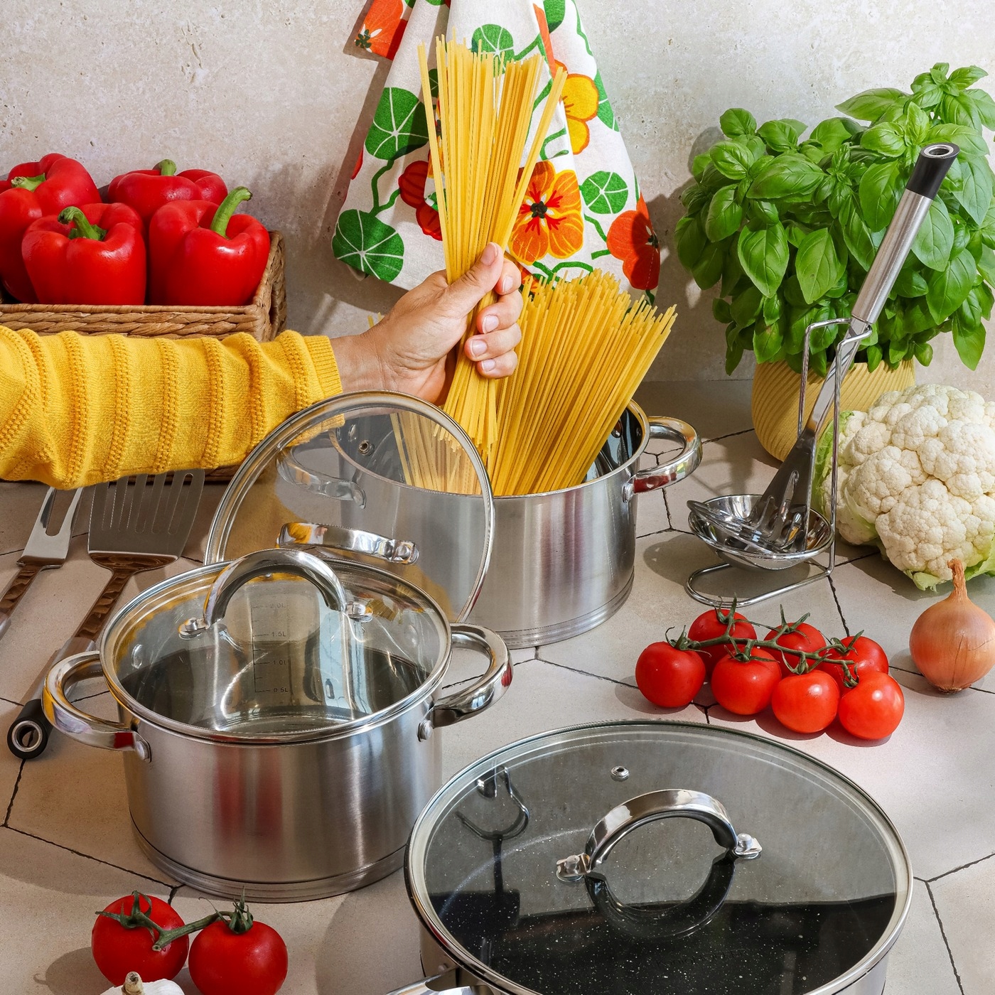 PUODAS indukcinis dangtis NERŪDIJANČIO PLIENO Konighoffer Petra 3,6 l 20cm