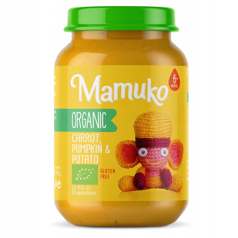 Vakarienė vaikams Ekologiška morkų moliūgų bulvė nuo 6m+ Mamuko 190g