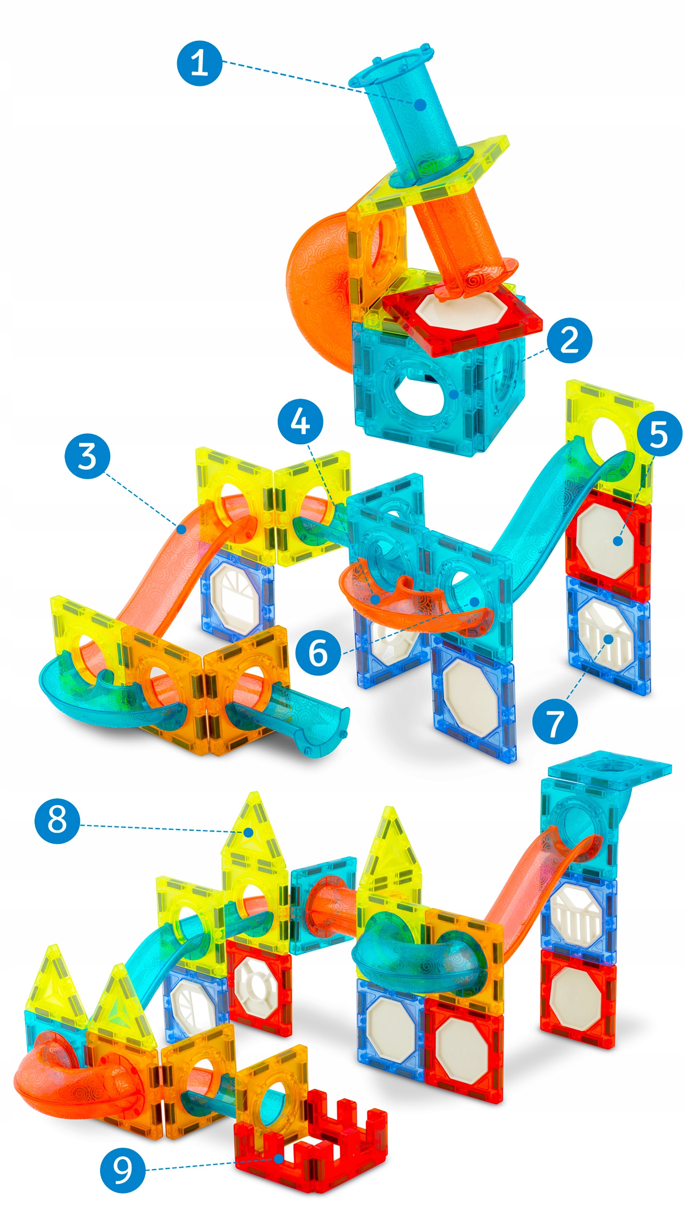 RicoKids magnetiniai edukaciniai 3D blokai, 75 dalys