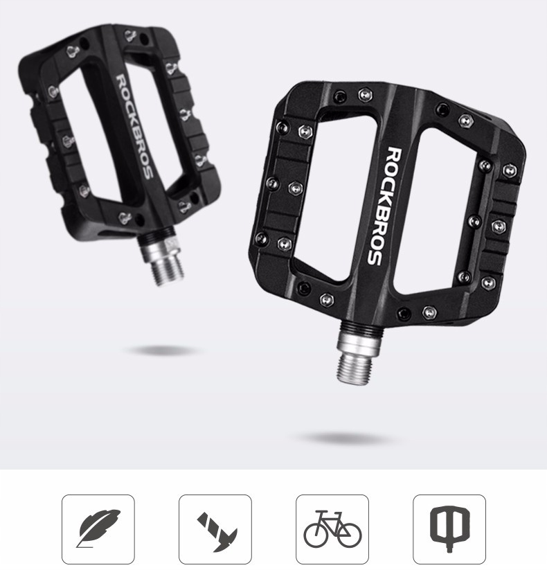 PLATFORMINIAI MTB DVIRAČIO PEDALAI SU NAILONINIAIS NESKLIEDAIS ROCKBROS KAIŠTIAIS