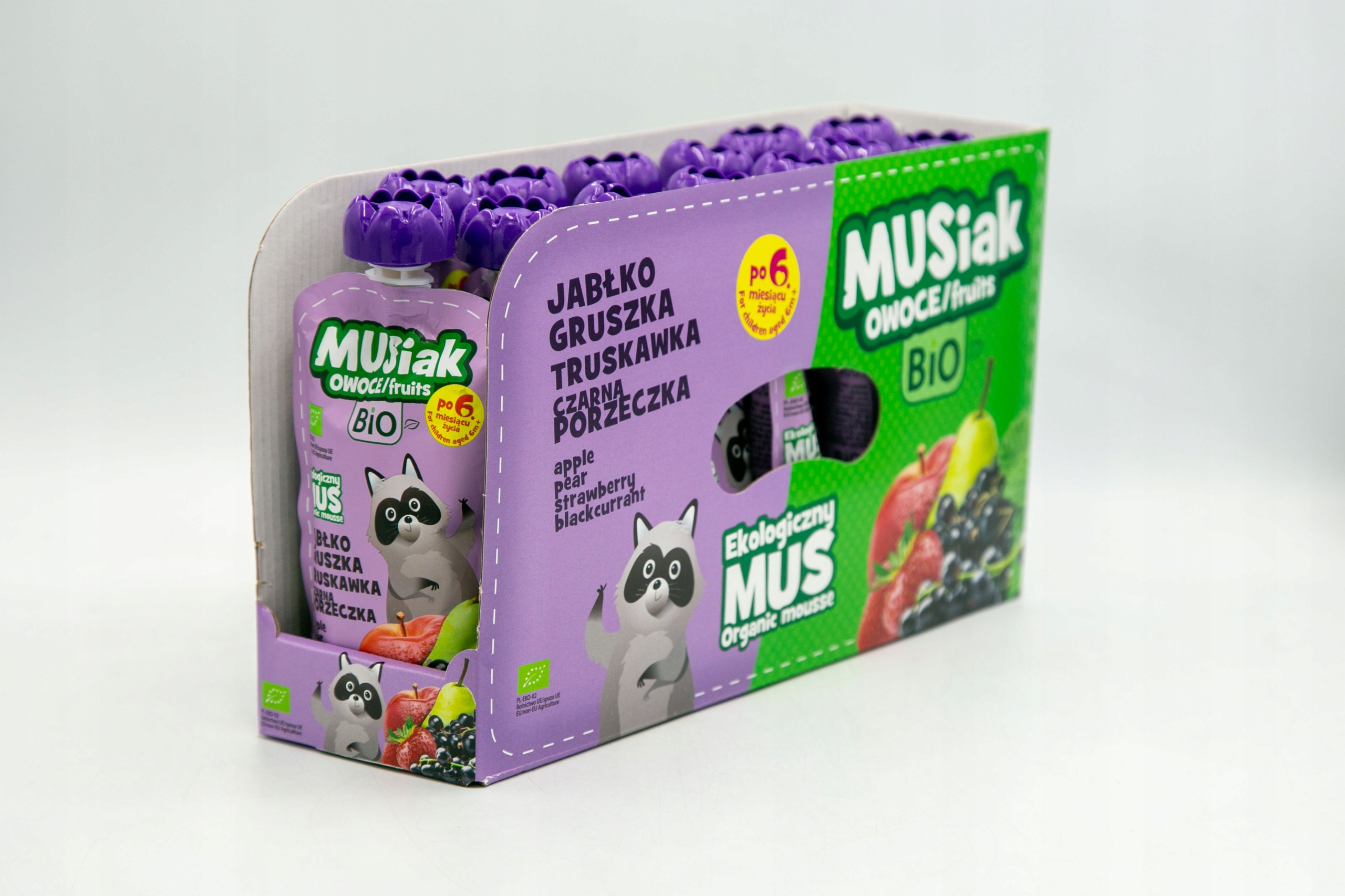Musiak BIO putėsių rinkinys 13 x 120 g obuolių kriaušių braškių juodųjų serbentų