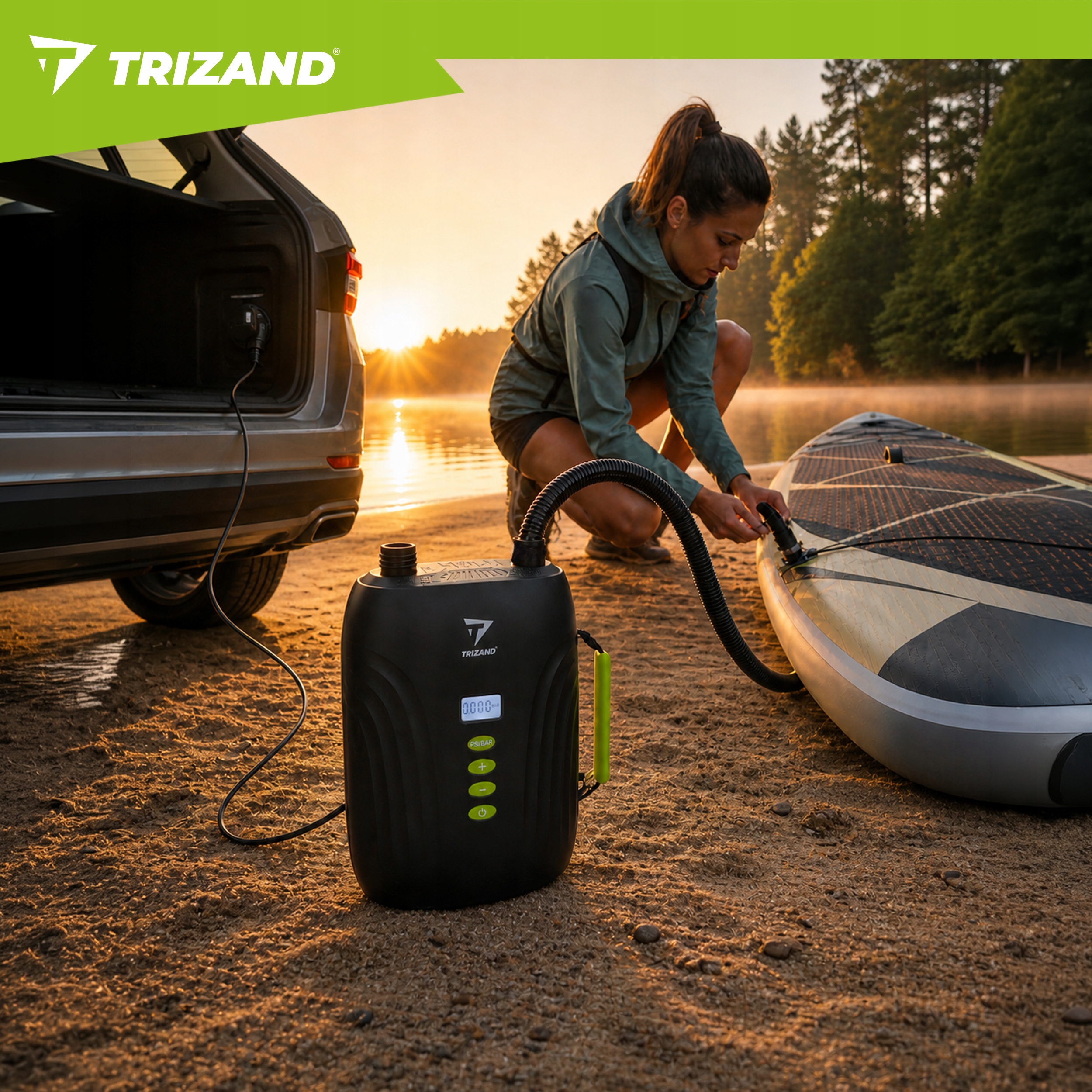 Trizand elektrinė pompa SUP deškai su keičiamais antgaliais