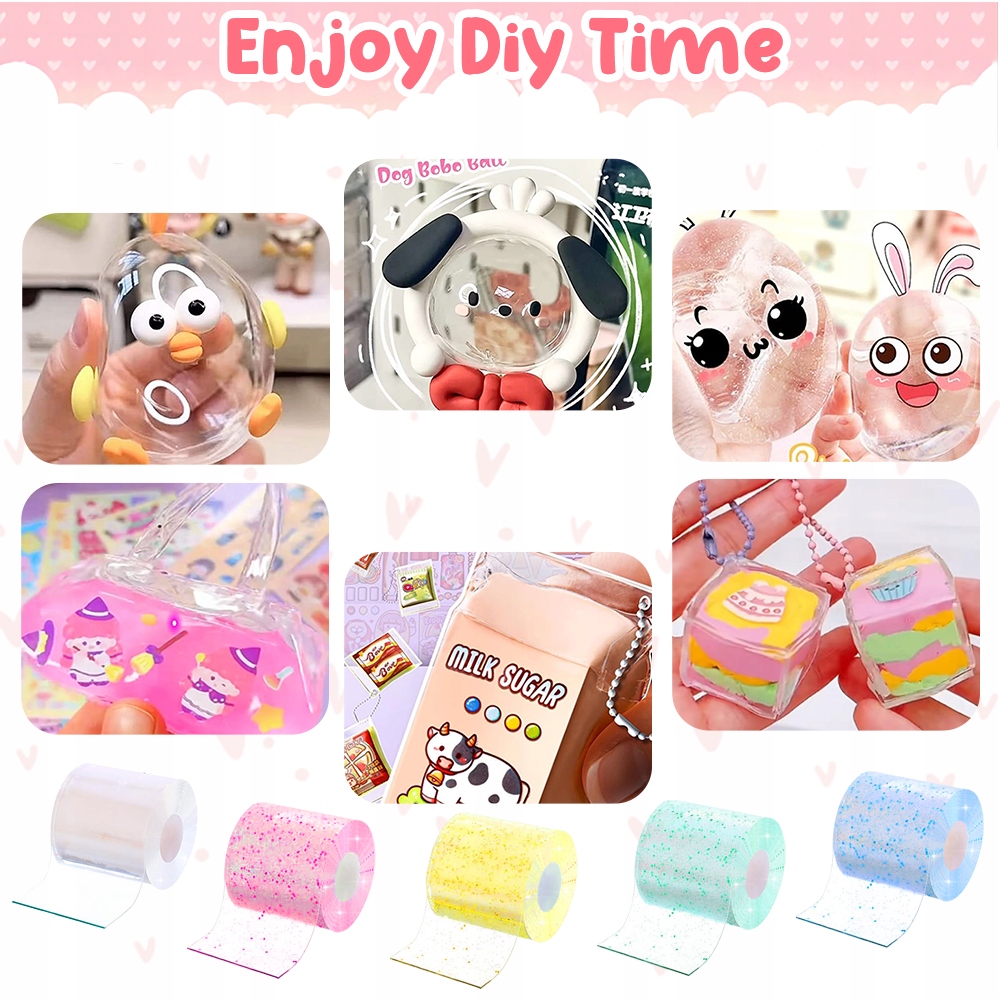 5 ROLL NANO JUOSTOS BURUBULIŲ RINKINYS BURUBULĖLIŲ PŪTIMO DIY Blow Bubble Dvipusis