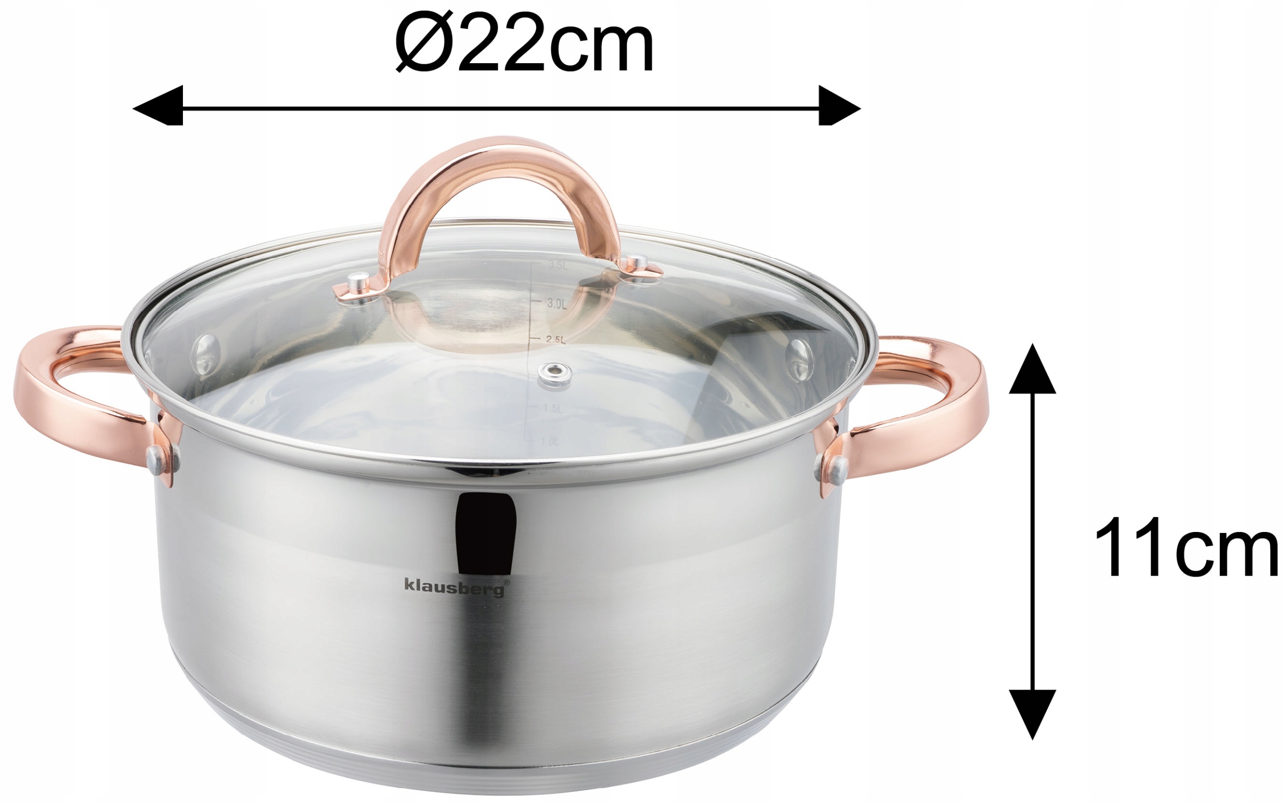 STEAMER POT 22cm indukcinis nerūdijančio plieno puodas 4L