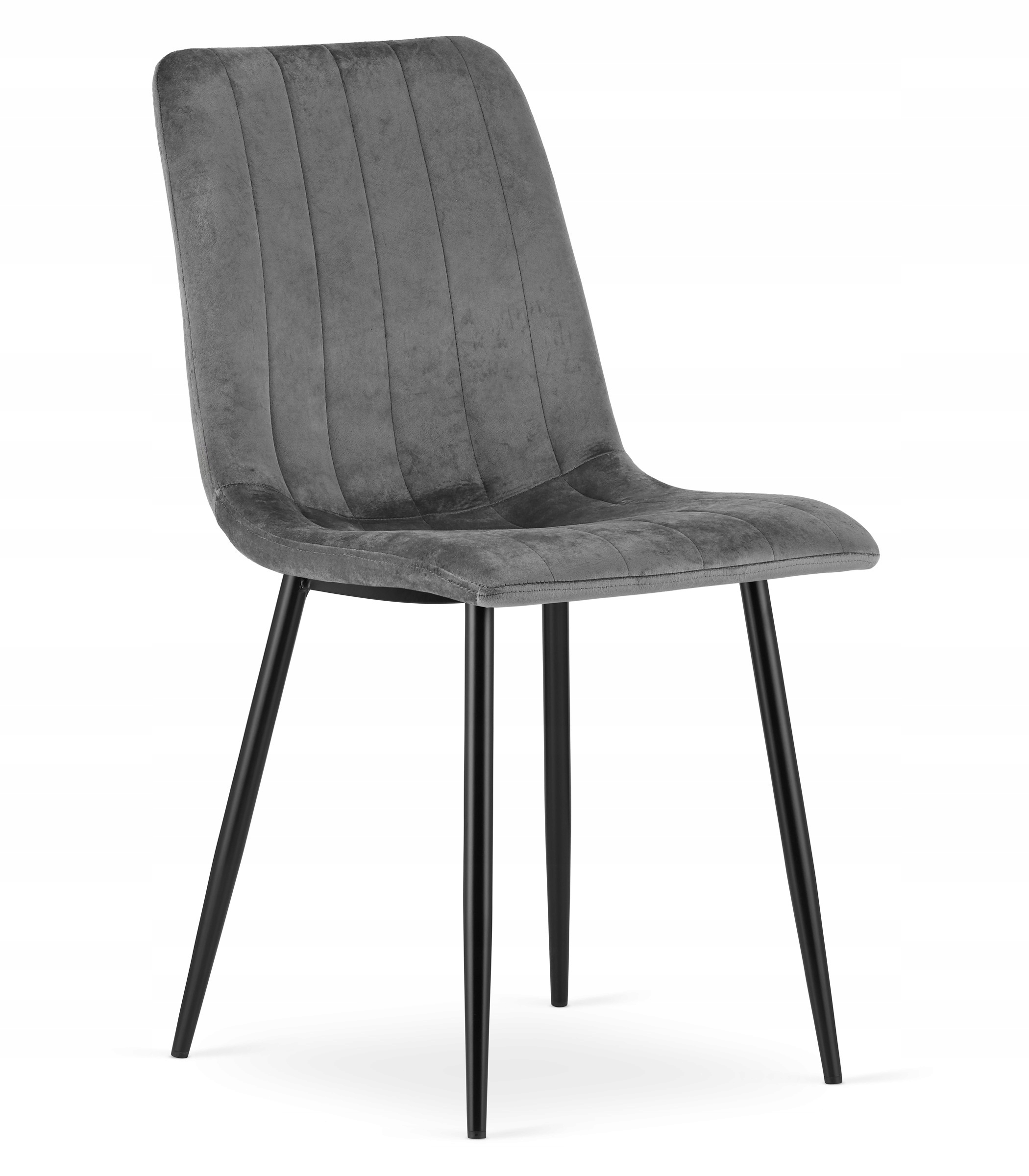 Krzesło Tapicerowane Welur Velvet do Salonu Kuchni Jadalni Szare Simple
