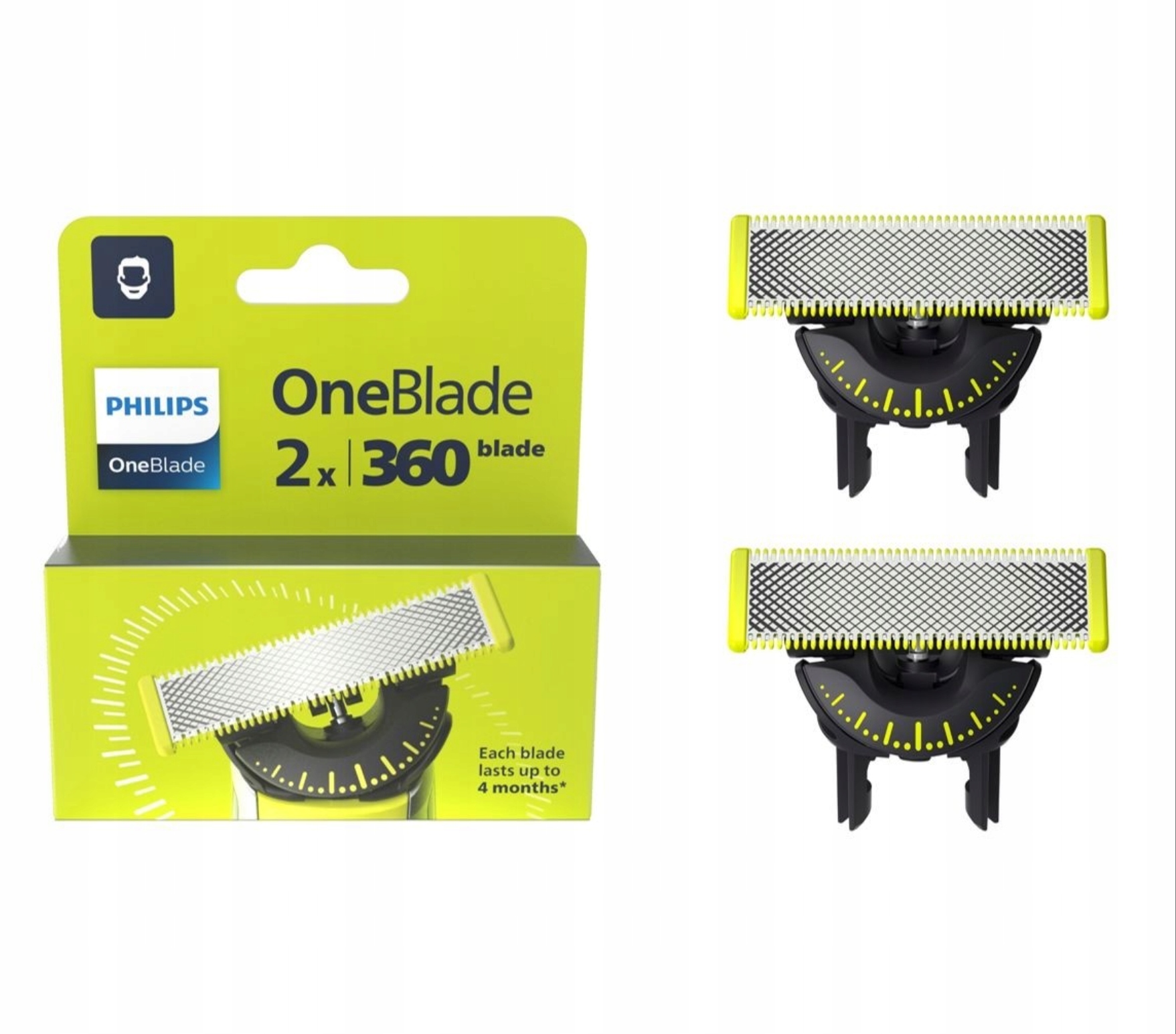 2X PHILIPS ONEBLADE 360 AŠMENYS ORIGINALUS QP420 ESMENŲ SKITIMO PEILIS QP420/50