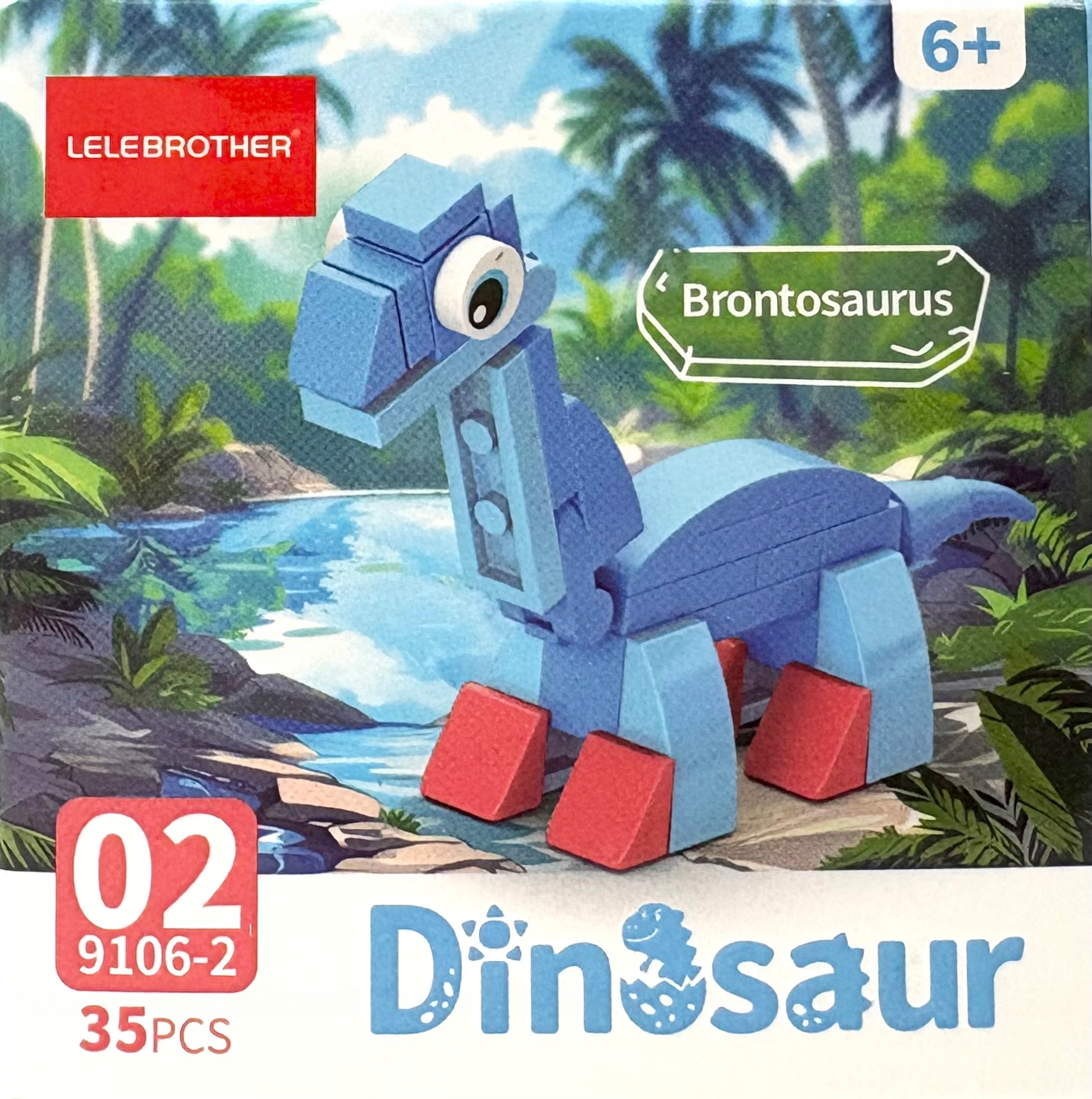 Blocks 35 el dinozaurų kaladėlių kaladėlės vaikams dinozauras Brontosaurus 0002