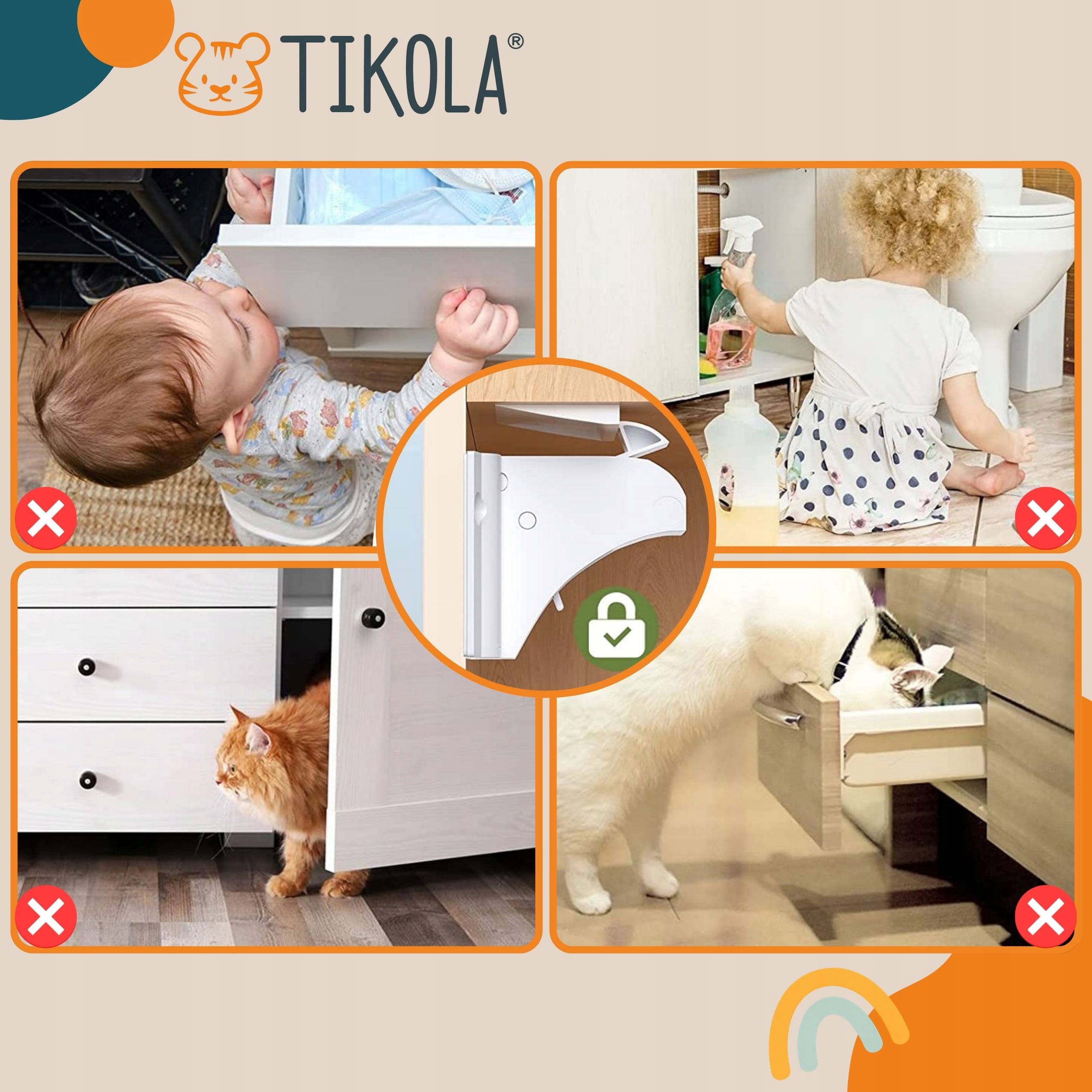 Tikola magnetinis saugiklis šaldytuvų ir stalčių blokada