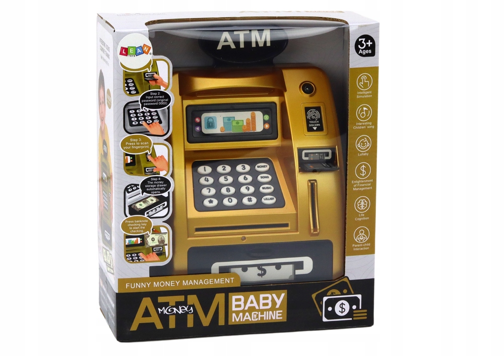 PIGGY BANK bankomatas bankomatas SEFJ INTERACTYVE VAIKAMS GOLD BLACK PIN COIL
