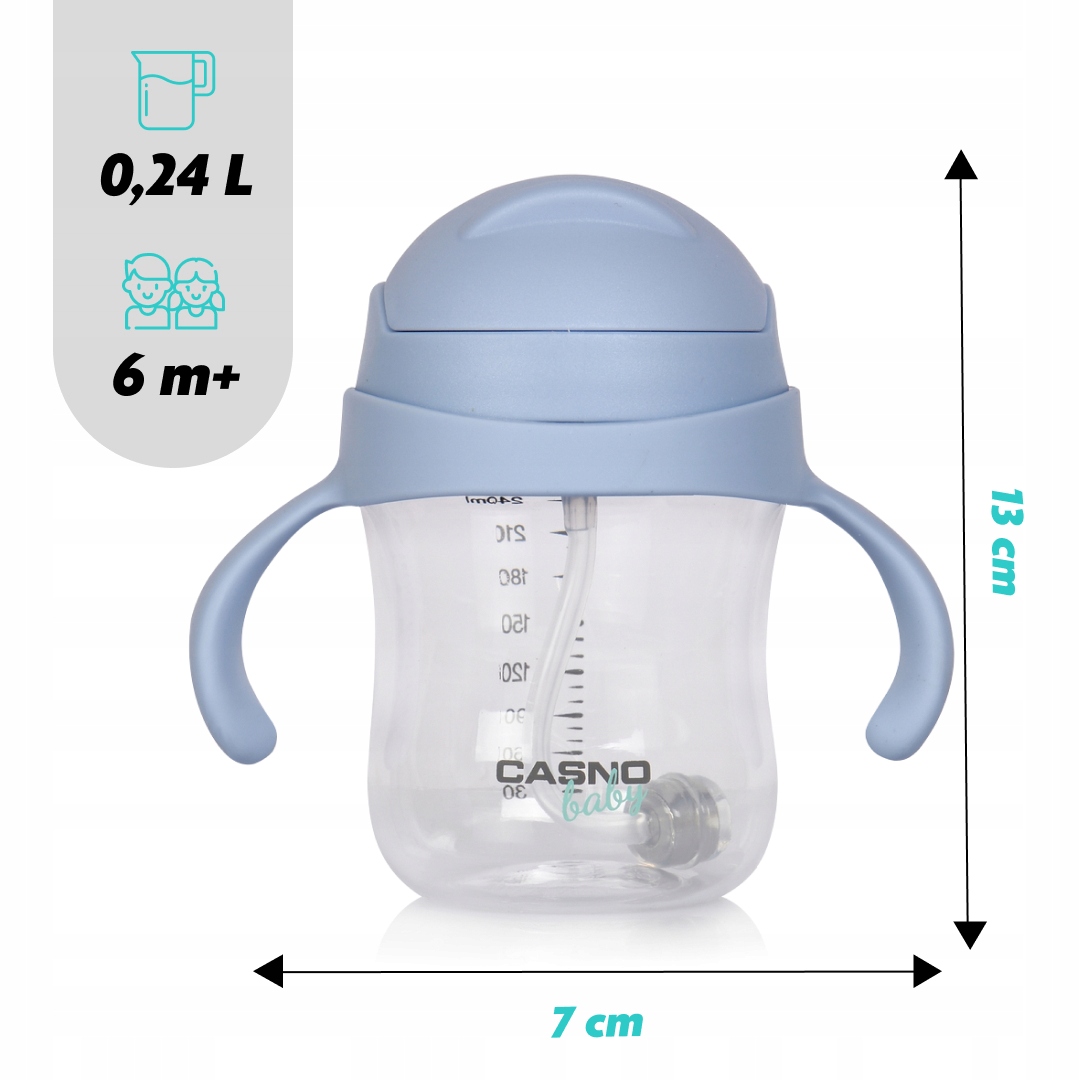Casno butelė su šiaudeliu 240 ml nuo 6 mėn