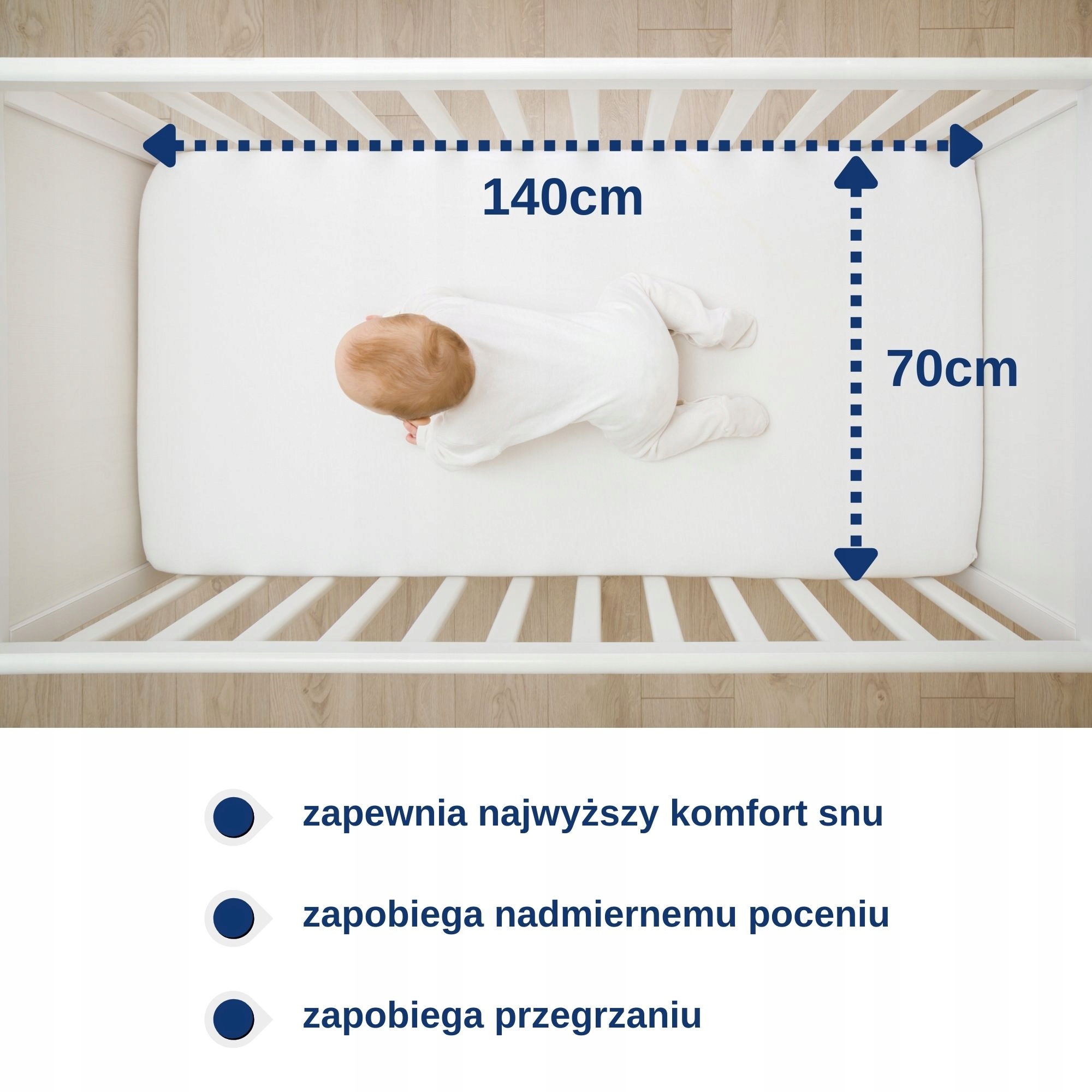 Neperšlampama paklodė, Snibbs čiužinio apsauga 70x140 balta
