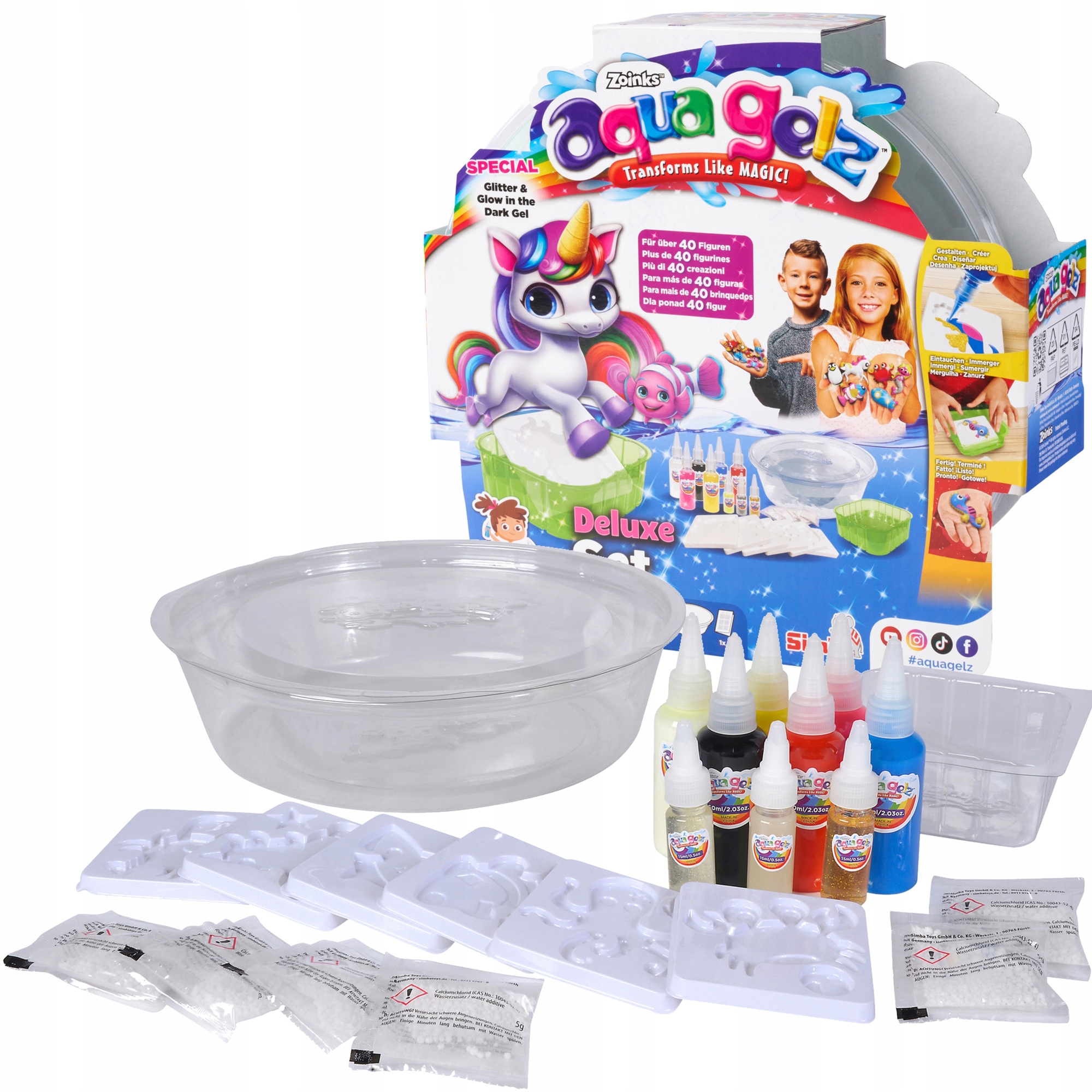 AQUA GELZ DIDELIS KŪRYBINIS RINKINYS DELUXE COLOR žėrintys GLITTER GELĖS