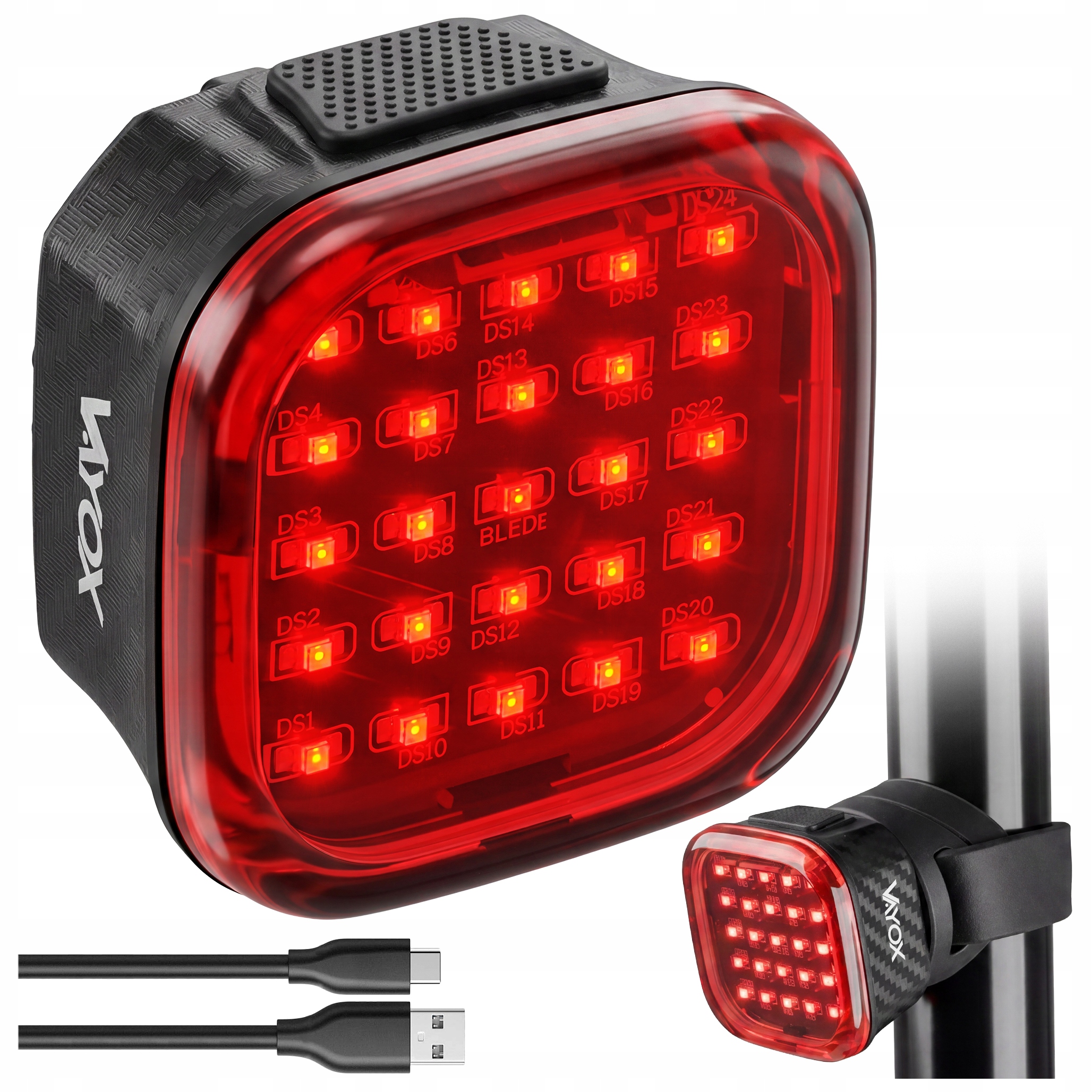 DVIRAČIO GALINIS LEMPAS LED USB GALINIS LEMPAS ĮKRAUJAMAS SMART IPX6 VAYOX
