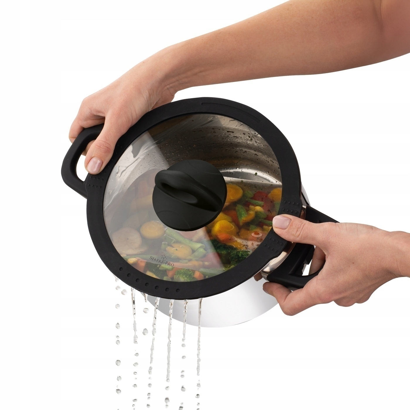 Plieninis PUODAS, INDUKCINIS, NERŪDijantis, dujos MAŽAS Starke Pro Sante 1.9L 16cm
