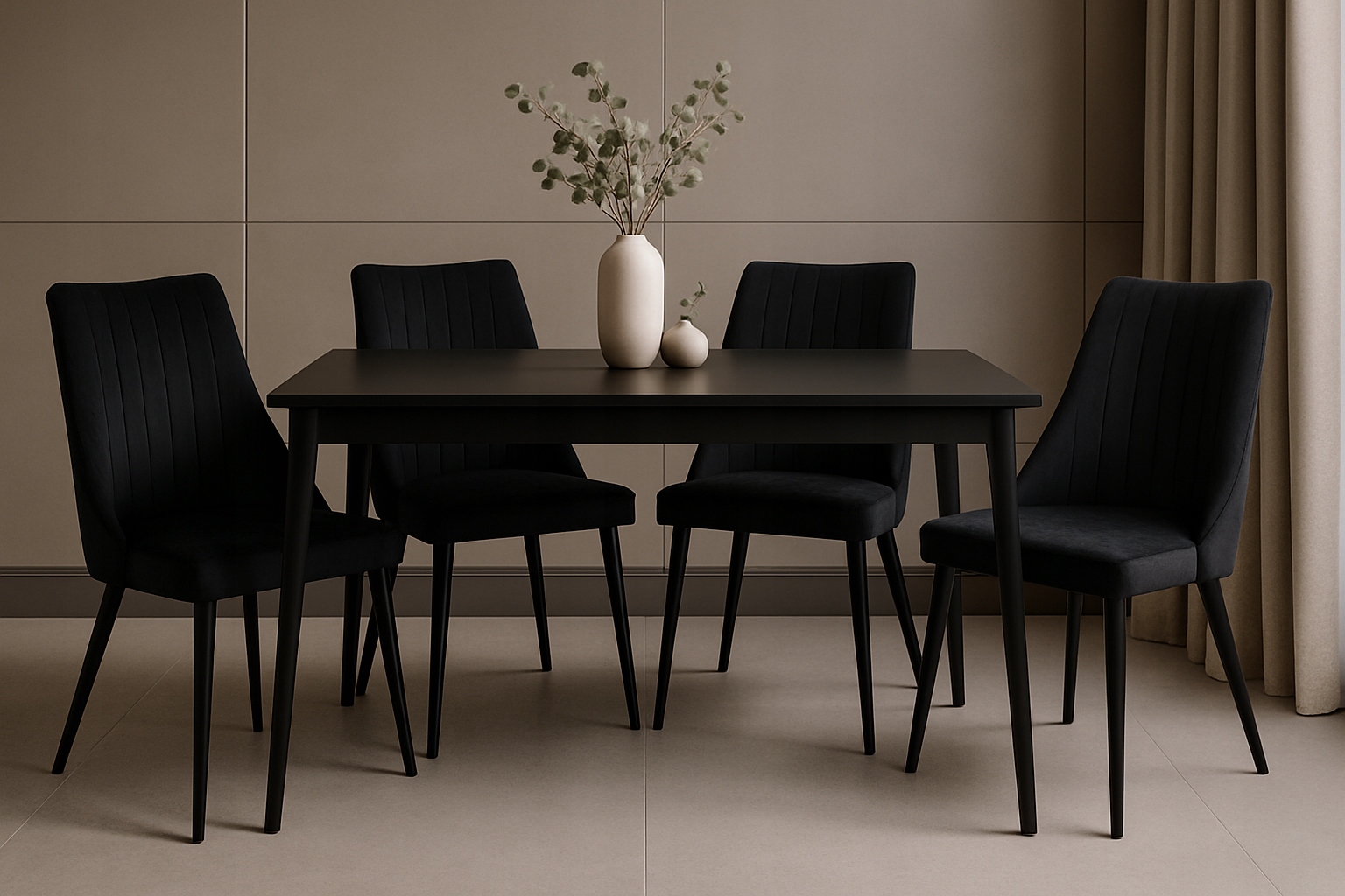 MINŠTA KĖDĖ, ELEGANTAS FOTOTELIS VIRTUVEI, VALGOMUI IR SVETAINEI, JUODAS