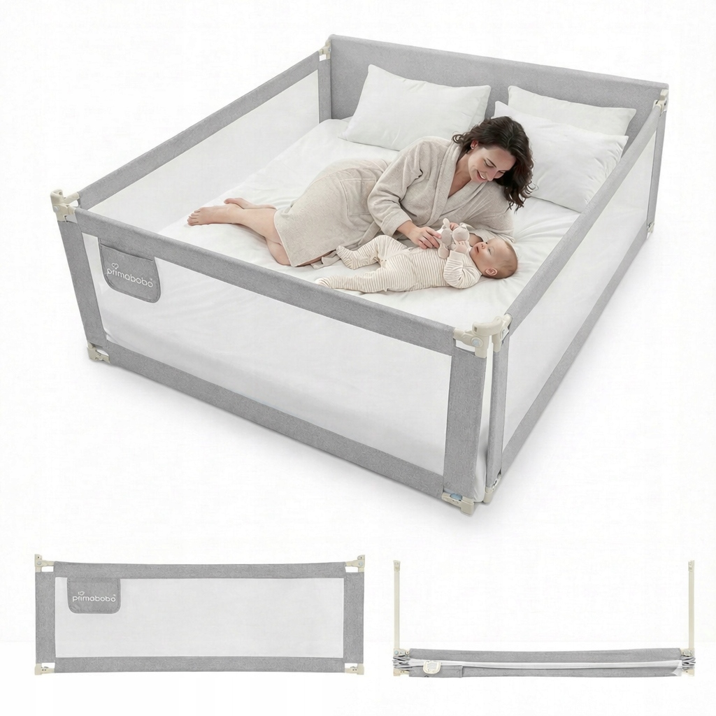 Primabobo apsauginė lovatvorė 200x180cm pilka 3vnt