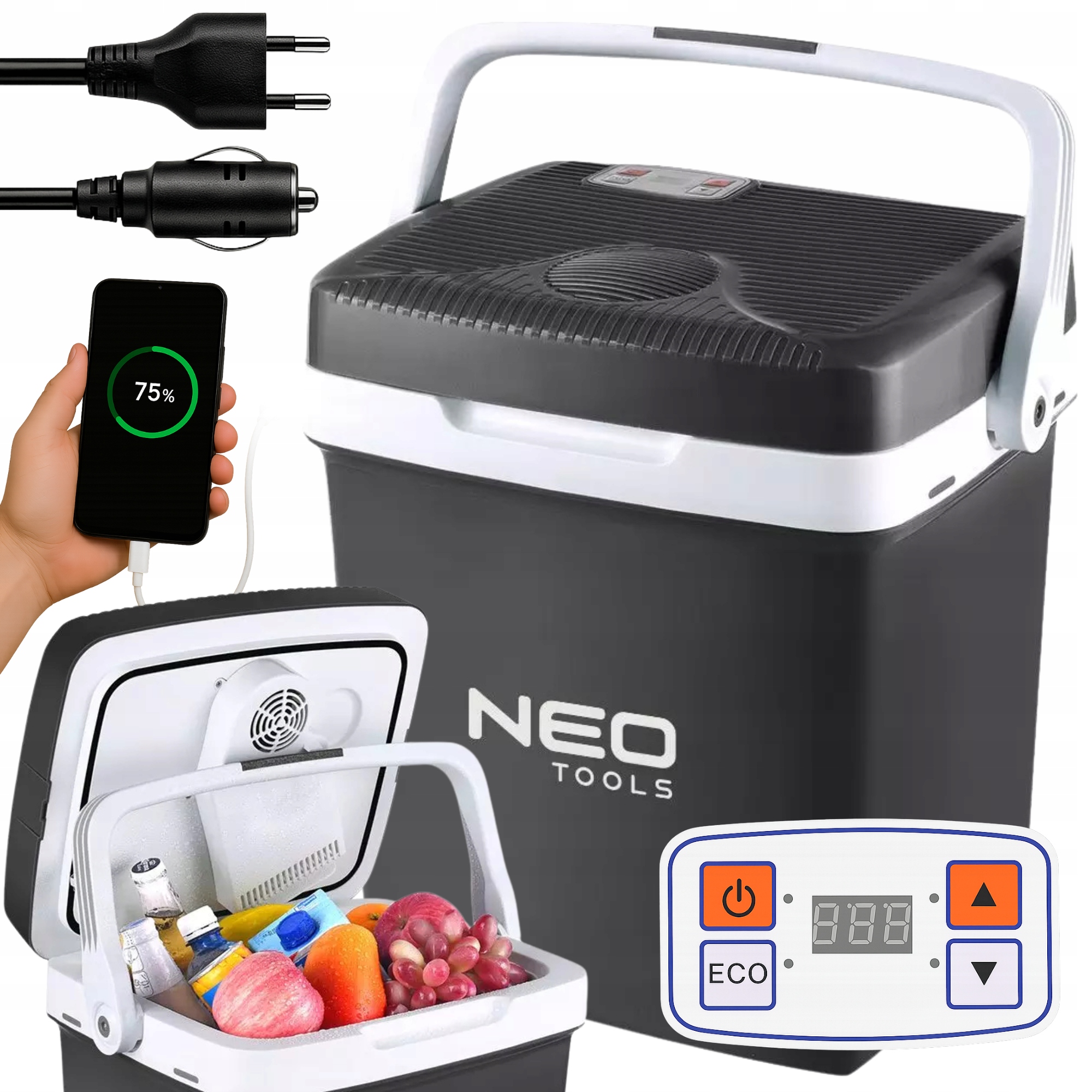 Neo Tools automobilio šaldytuvas 12V/230V 26L