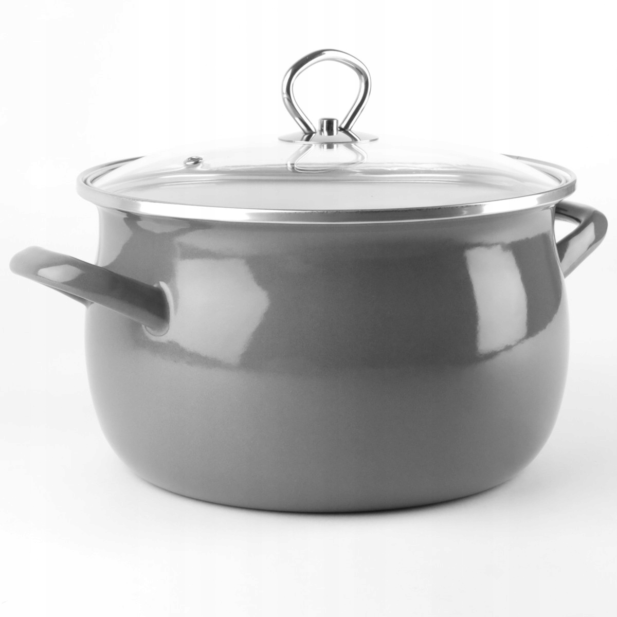 Pilkas emaliuotas puodas HELENA 5.5L Dujinis Tradicinis indukcinis Silesia Emalia