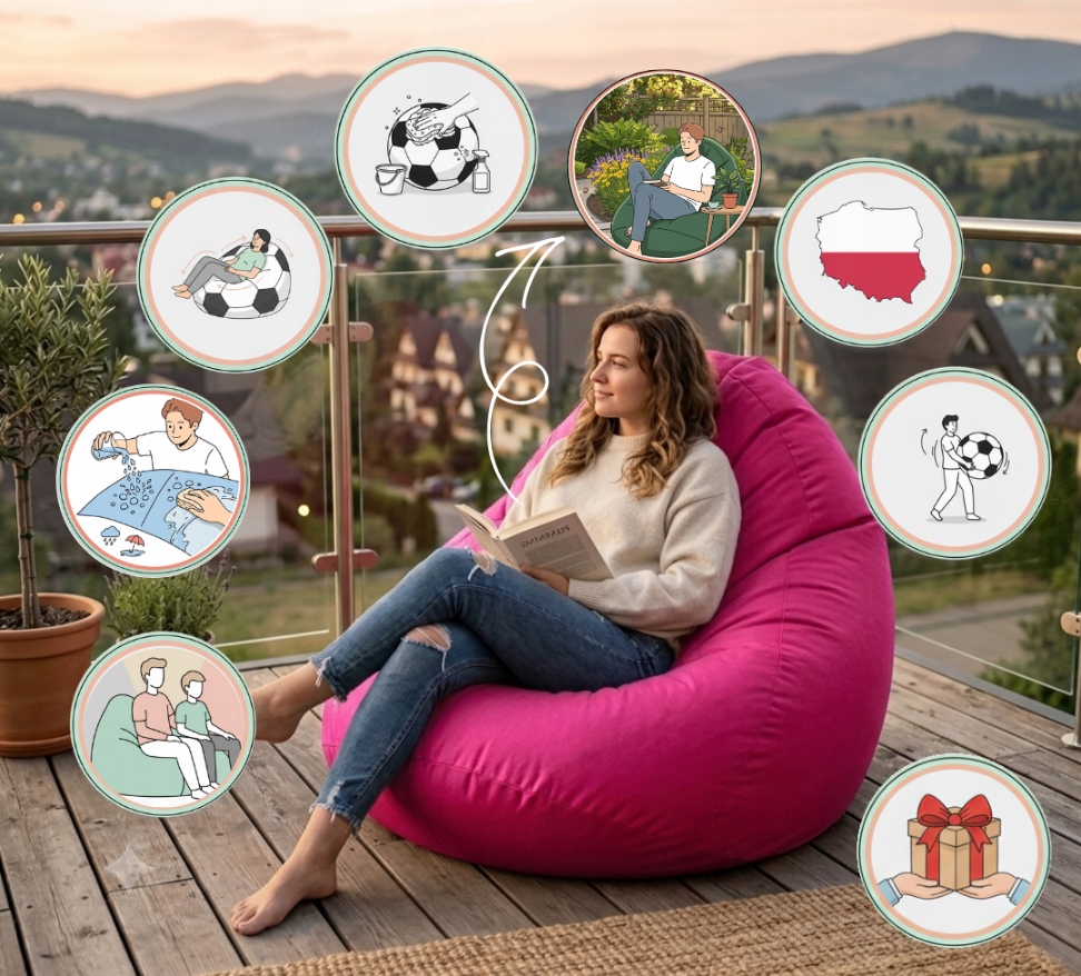 Sako Sack Pouffe 100x90cm Svetainės fotelis Vandeniui atsparus Oxford Antracito Pufas