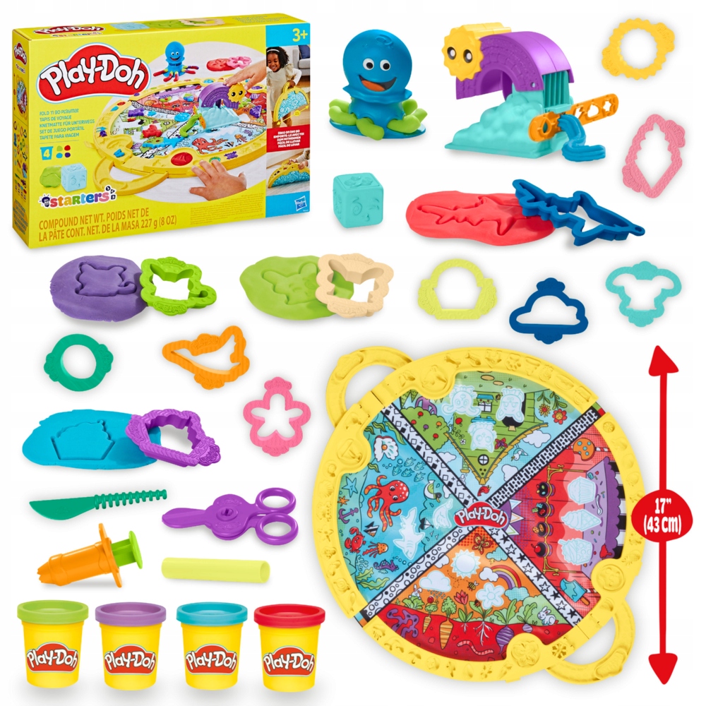 PLAY-DOH CASTRY RINKINYS DIDELIS SULANKSTAMAS NEŠIOJAMAS KILIMAS 43cm + 19 PRIEDŲ