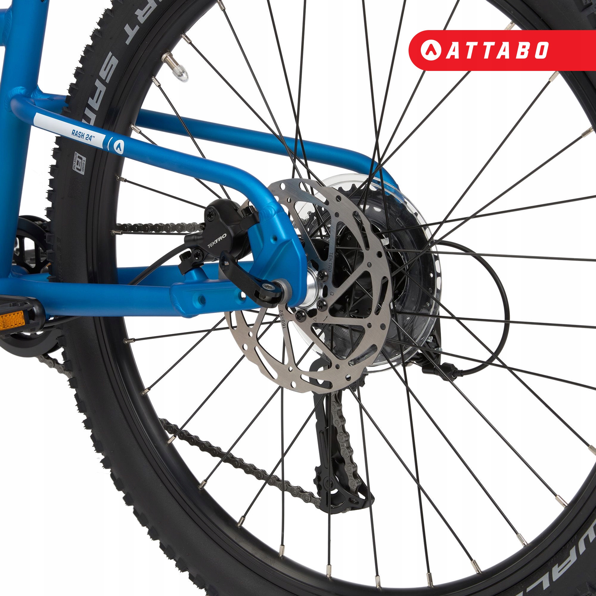 ATTABO Rash 24" vaikiškas dviratis 11.4kg Gen 2 mėlynas ŠVIESUS ALIUMINIO RĖMAS