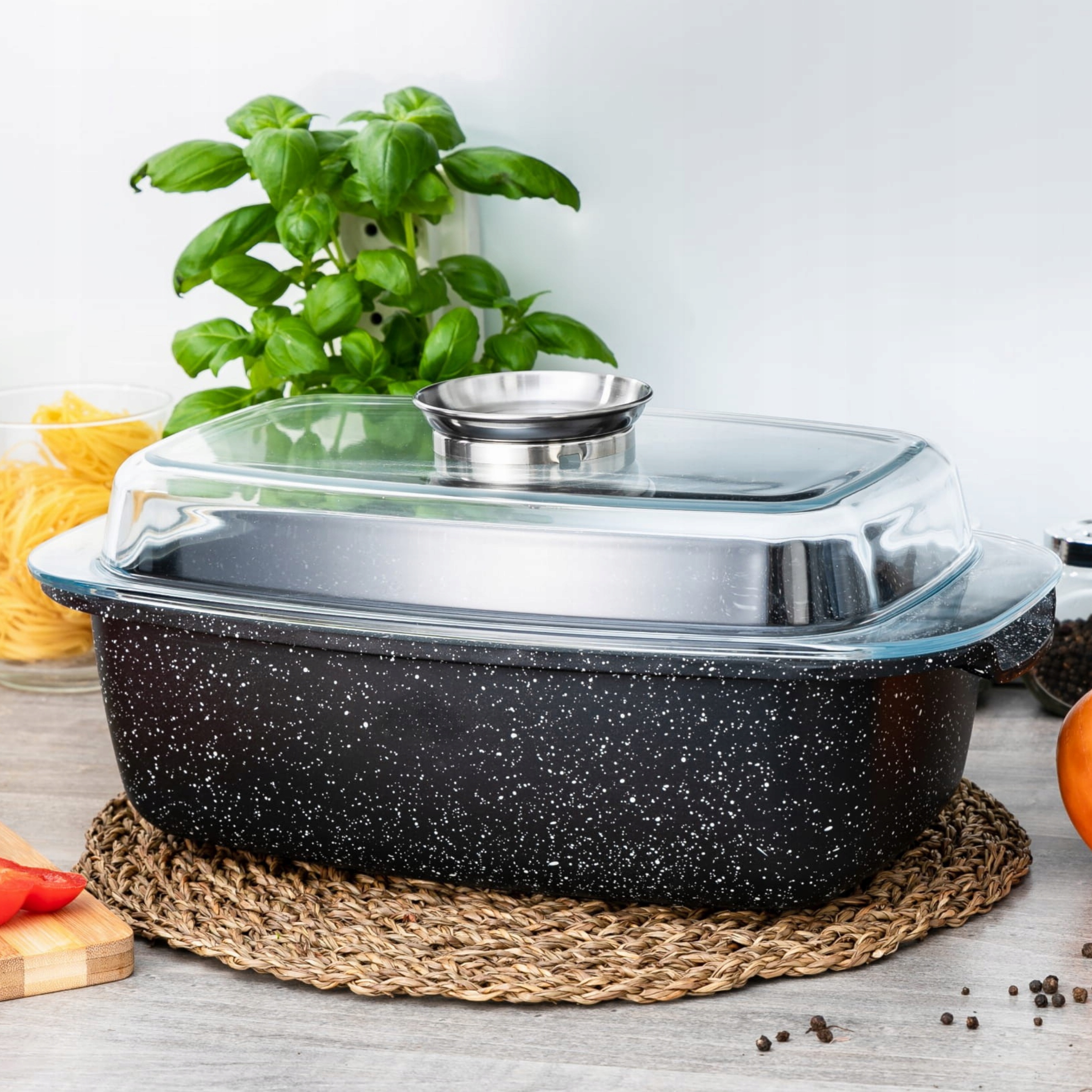 PRAKTIŠKAS MARMURINĖS KEPOTINIS 5,5L DUJŲ INDUKCINIŲ DUJŲ SERVERIS