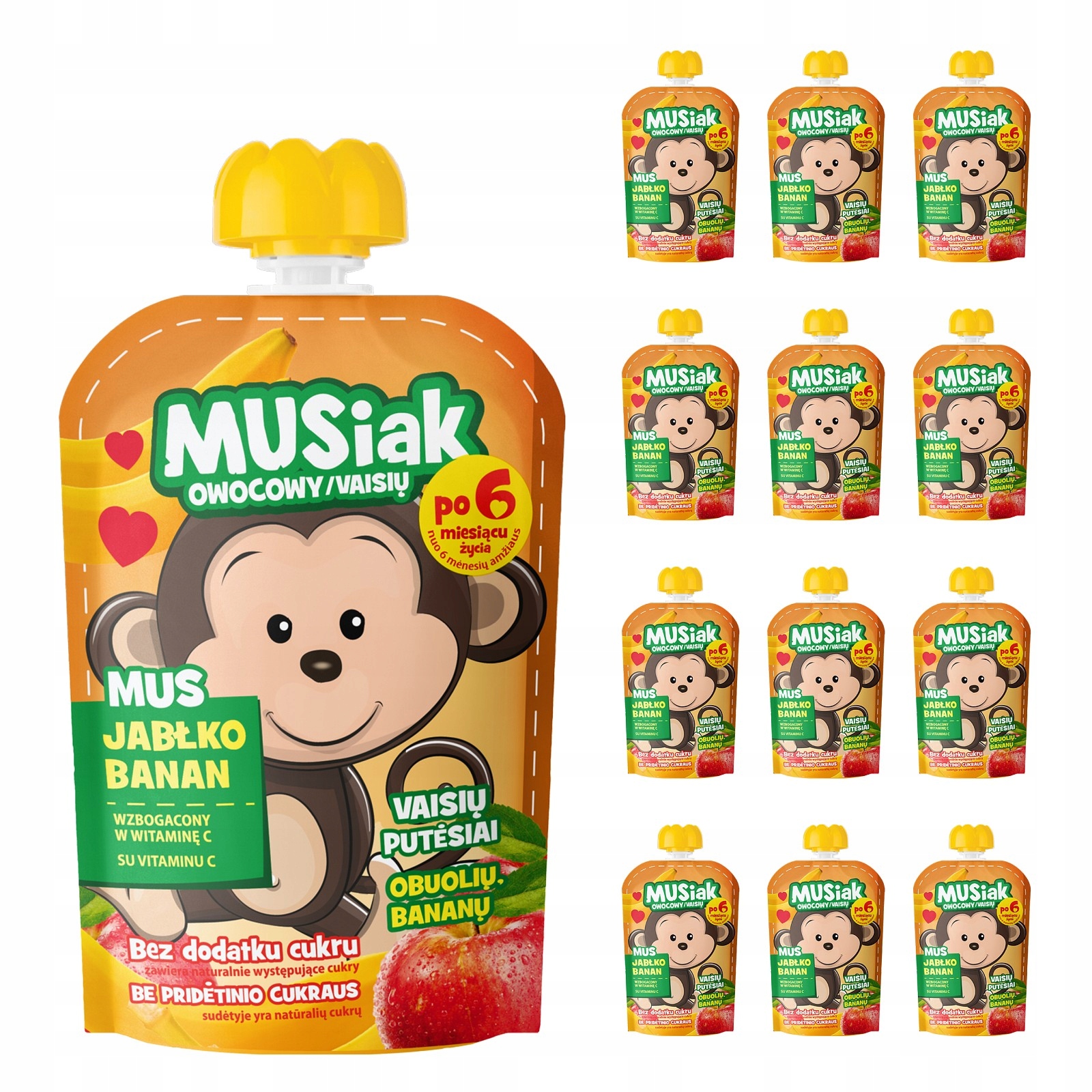 Mušis ovocinis iš obuolių ir bananų 13 x 100g