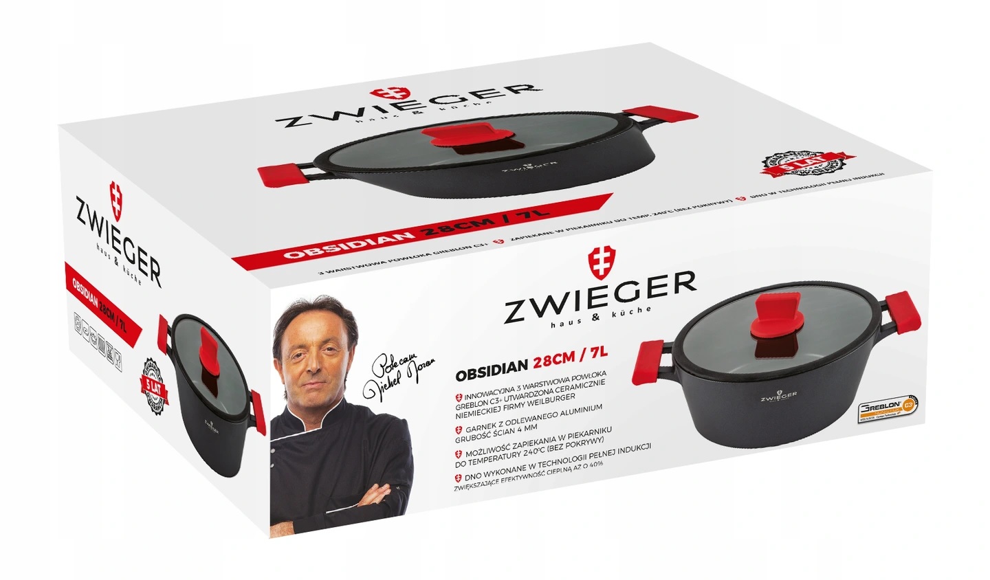 ZWIEGER PUODAS SU DANČIU ALIUMINIO NELIPAČIŲ DUJŲ OBSIDIANAS 28CM 6L