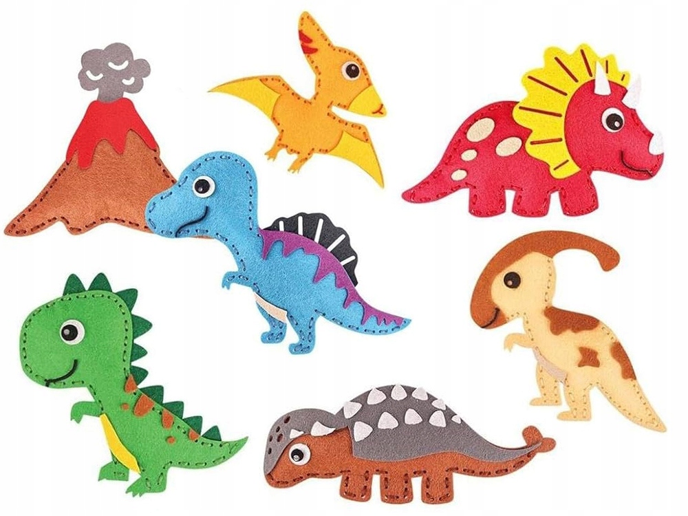 KŪRYBINIS RINKINYS, MOKYTIS SIUVINĖTI VERTINIŲ SIUVINĖJIMO KILIUS VAIKAMS DINOZAURAI