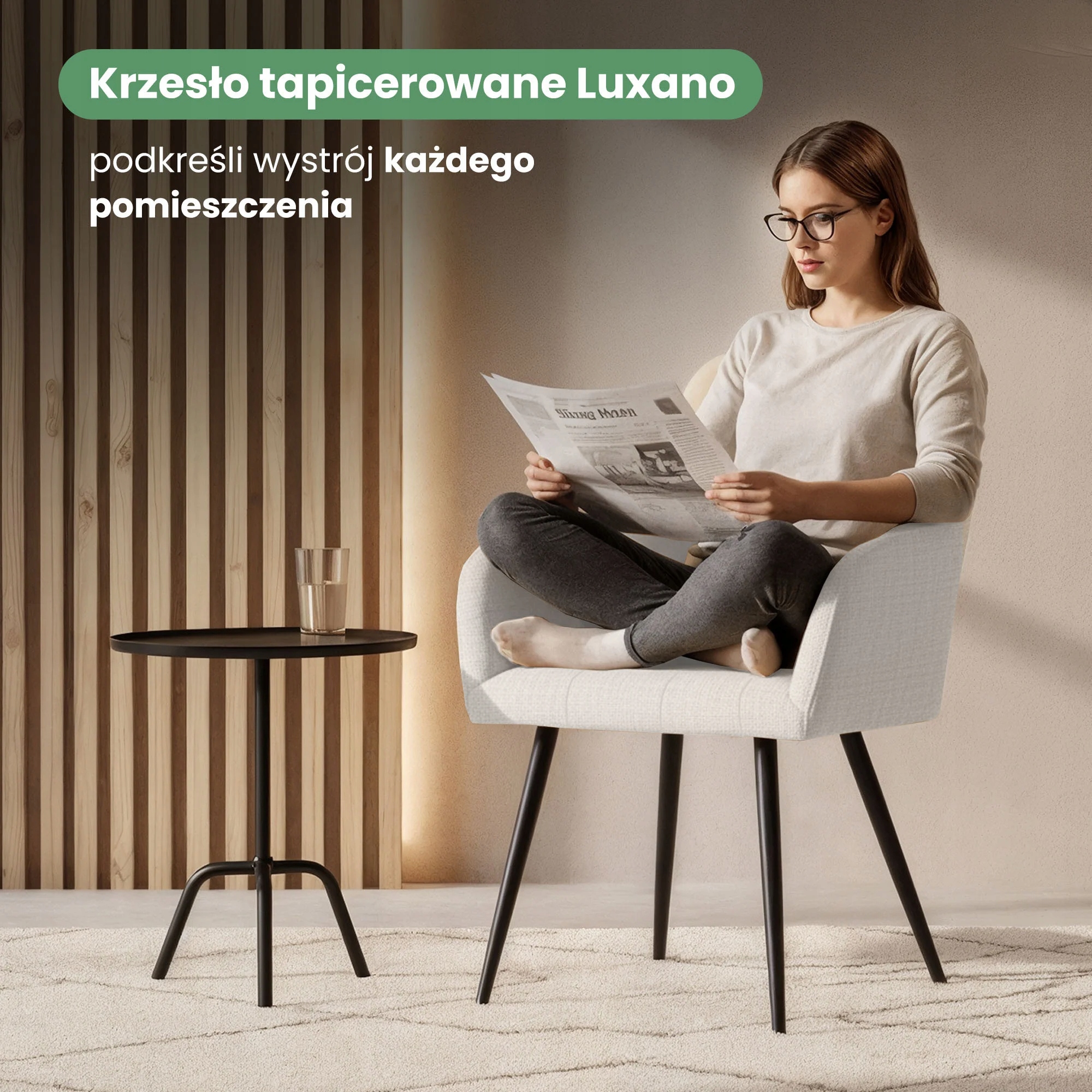 2x Minkšta kėdė su kvadratinėmis siūlėmis Cream LUXANO Black n
