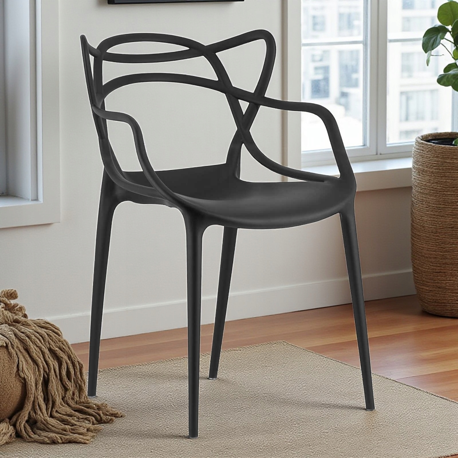 Ažūrinė kėdė Juoda Modernus LOFT fotelis Home Garden Bistro PREMIUM