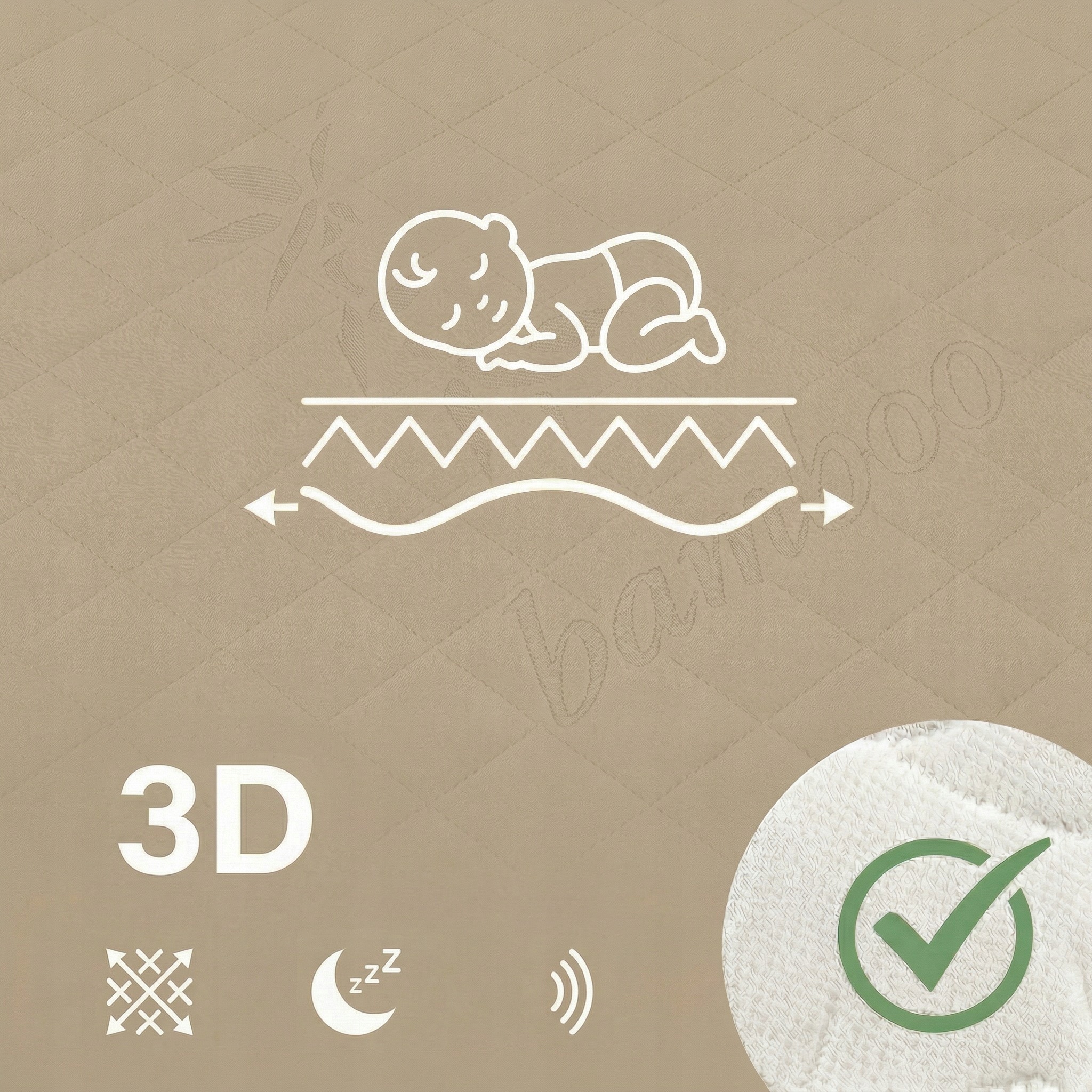 Putplasčio čiužinys 120x60 BAMBOO 3D Vidutinio kietumo H3 vaikams OEKO-Tex