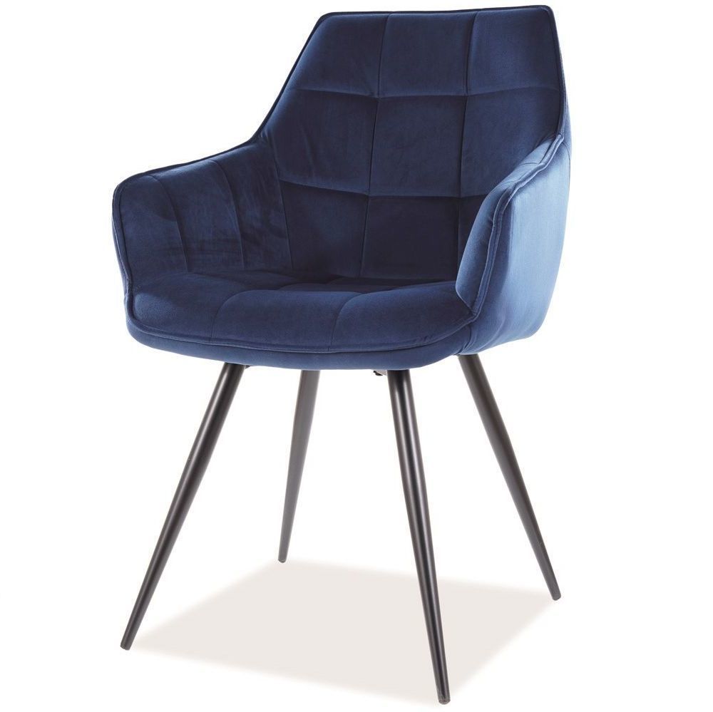 LILIA Velvet Navy Blue Bluvel 86 Svetainės kėdė languotam valgomajam