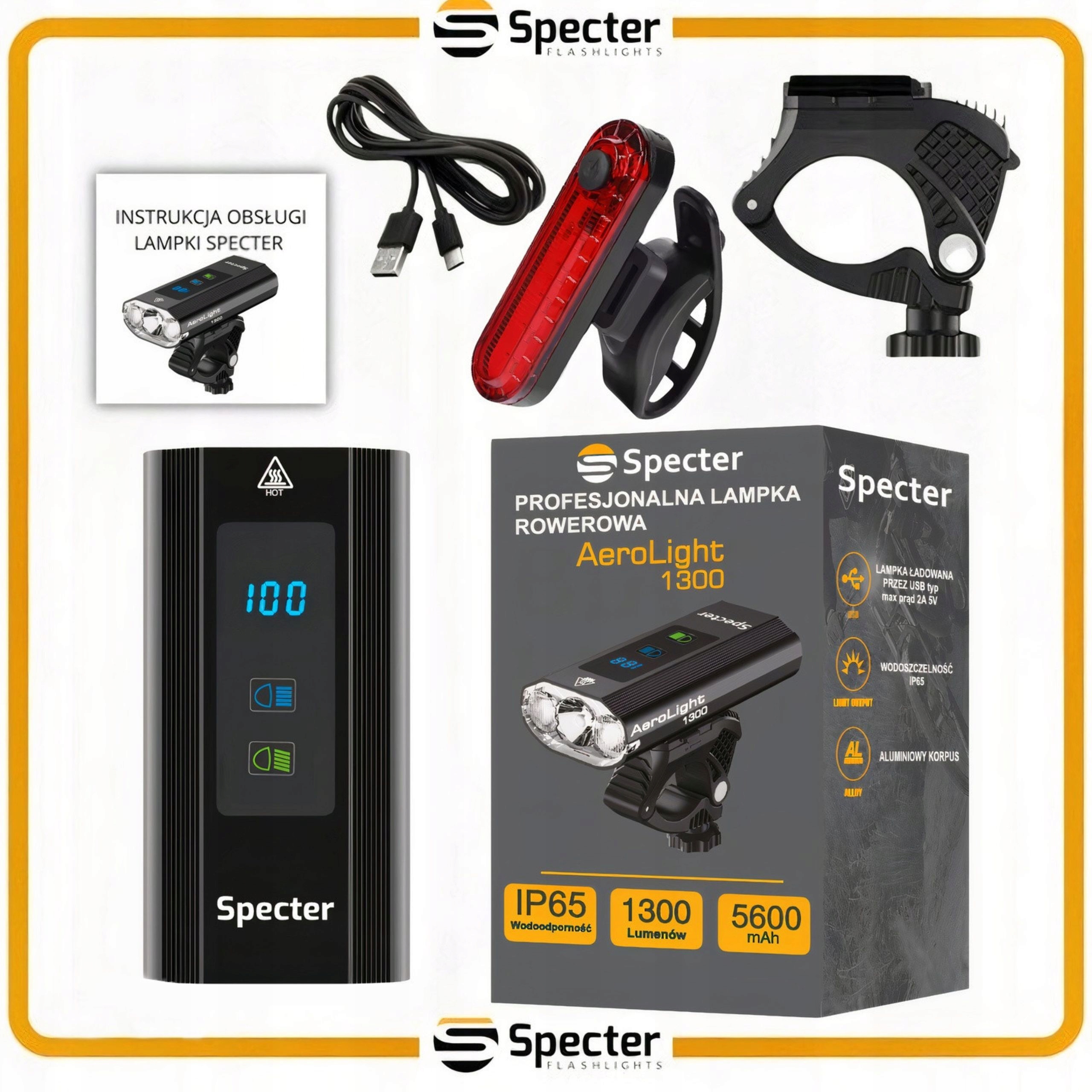 PRIEKINIS GALINIS DVIRAČIO LEMPAS LED USB C 1300lm dviračio žibintų rinkinys