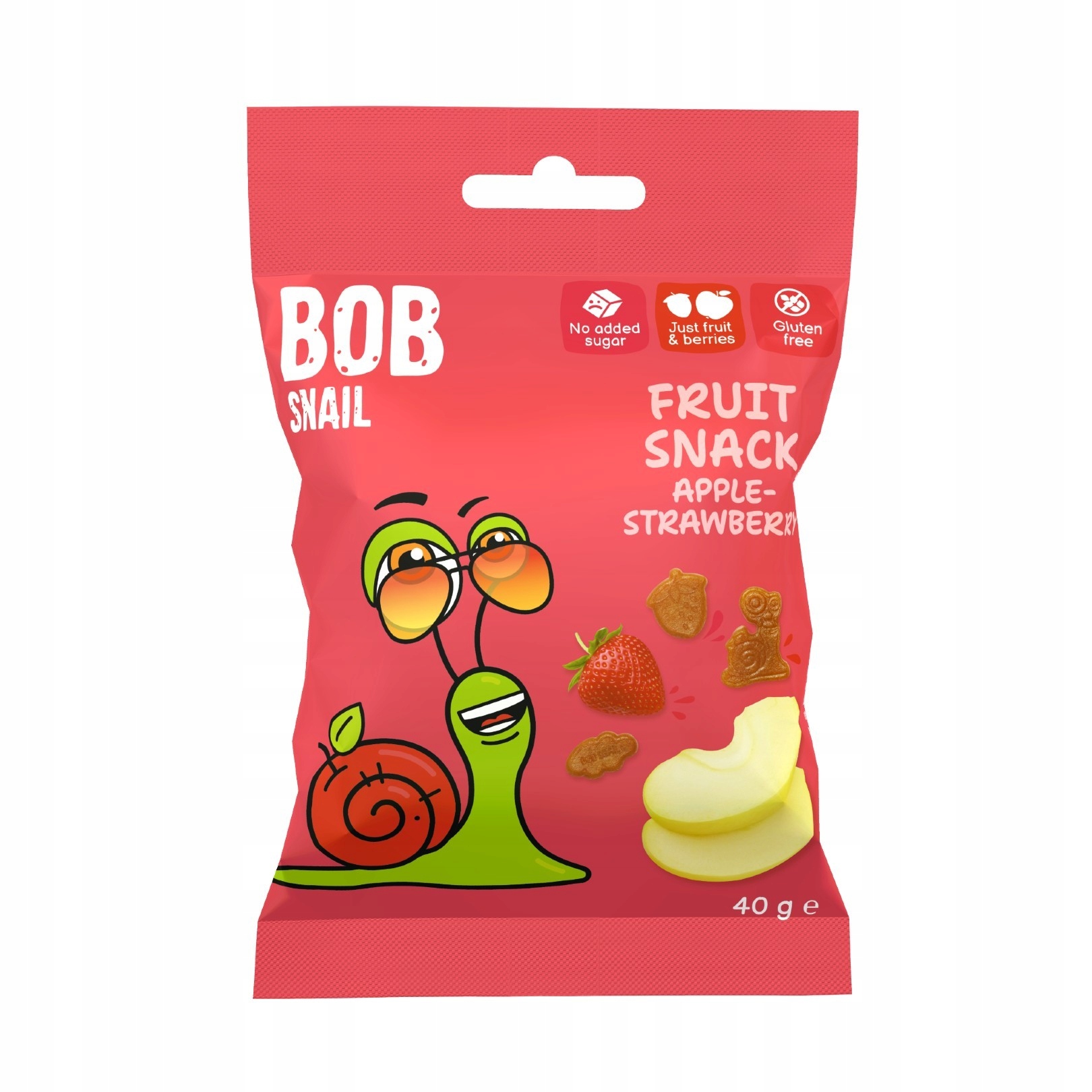 Vaisių užkandis obuolių braškių drebučiai 40g BOB SNAIL