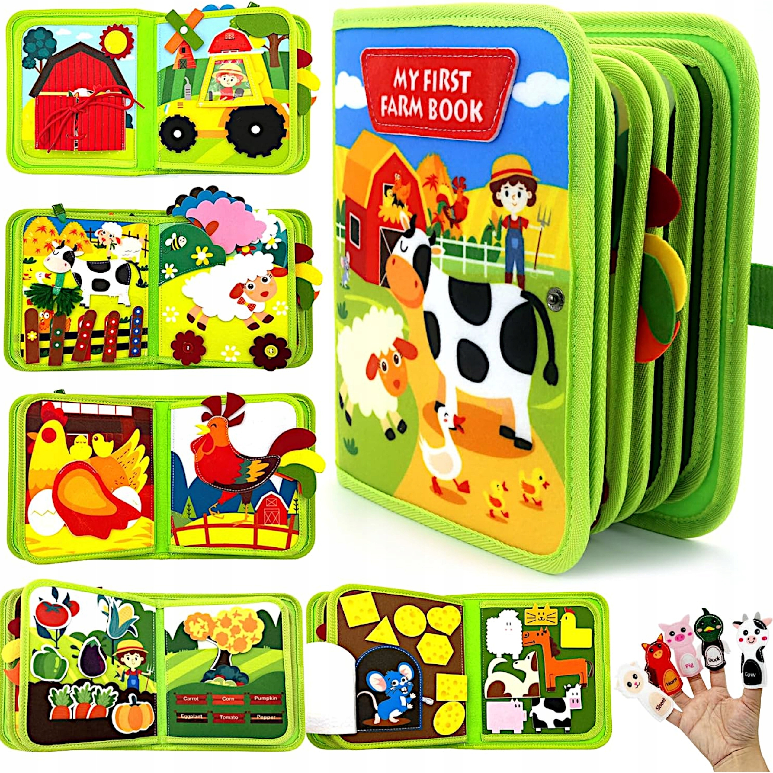 JAUTIMO KNYGA Velcro Velcro Gyvūnai Montessori Vaikai