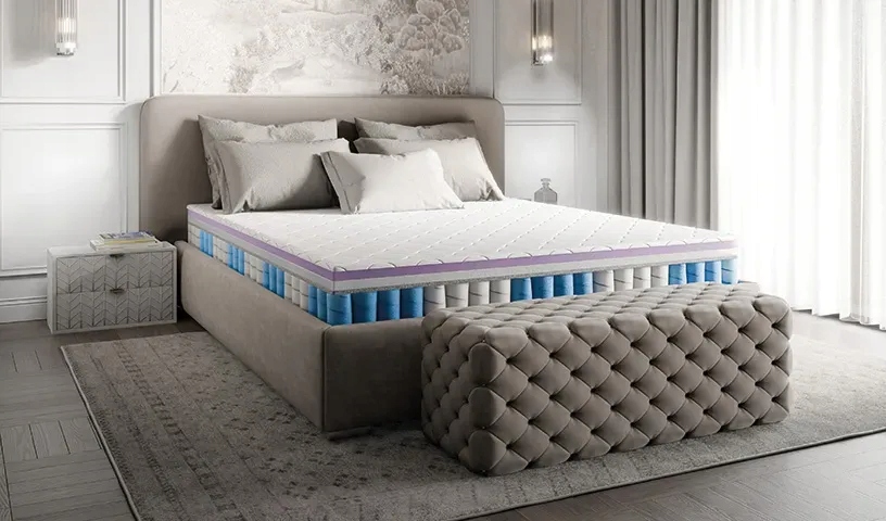 Hibridinis čiužinys 120x200 PREMIUM ProHybrid 22 cm su užvalkalu, patogus H2/H3