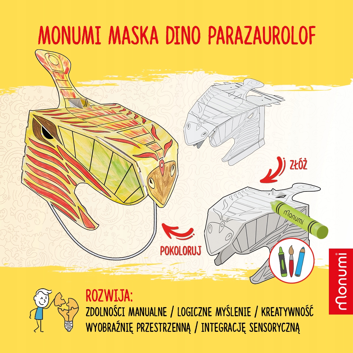 3D Parasaurolophus dinozaurų kaukė
