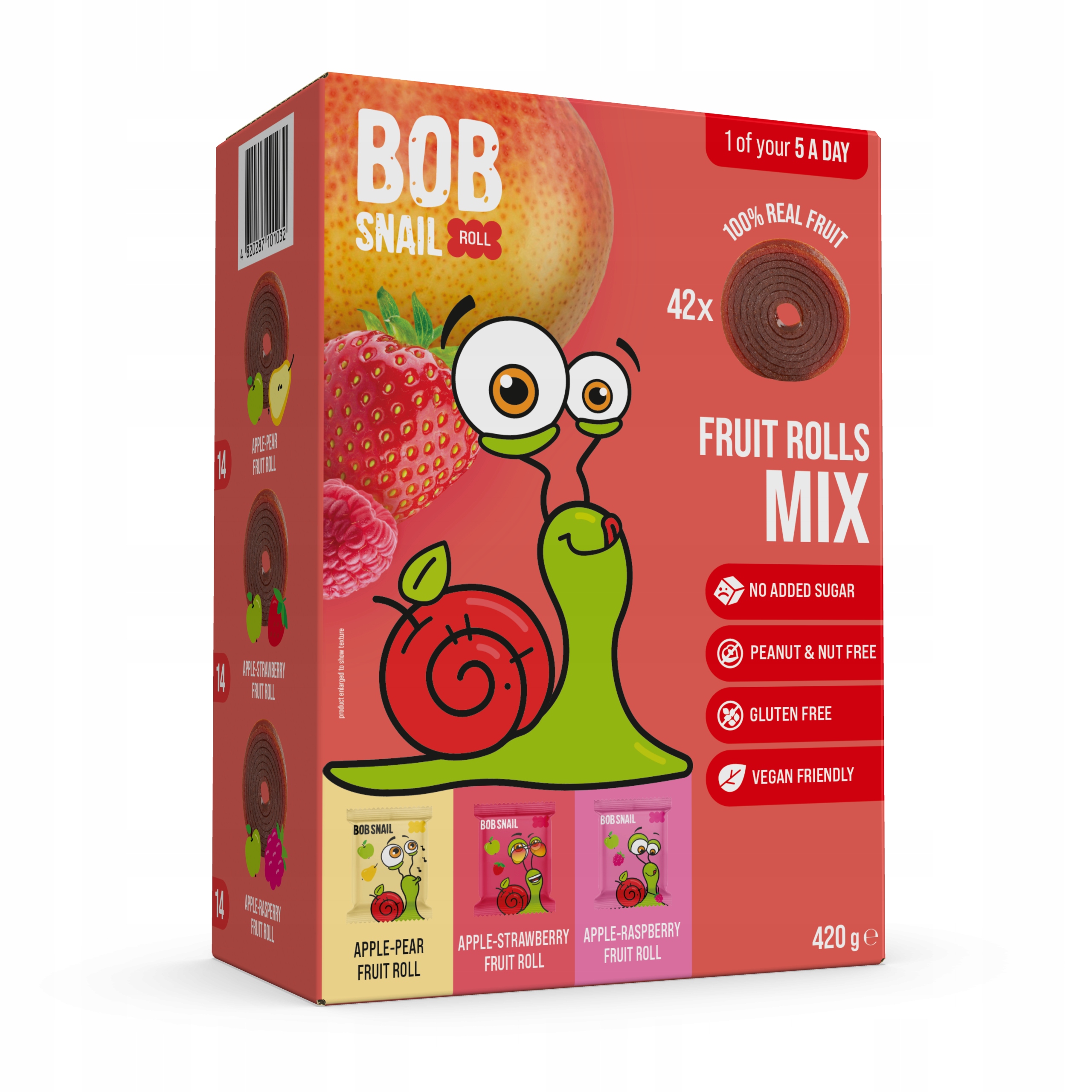 Bob Snail vaisių suktiniai 42vnt mišrios spalvos be cukraus