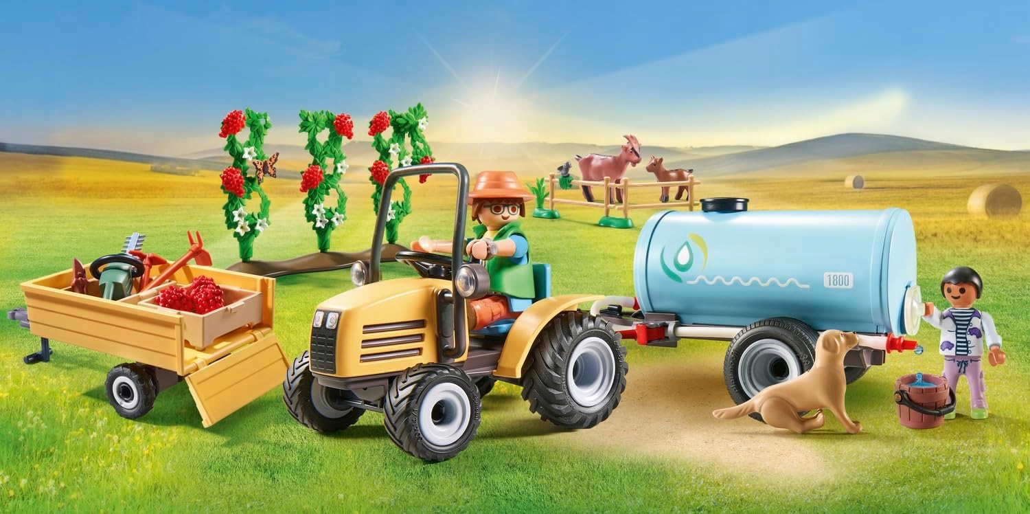 PLAYMOBIL 71442 Country Blocks Traktorius su priekaba ir vandens baku