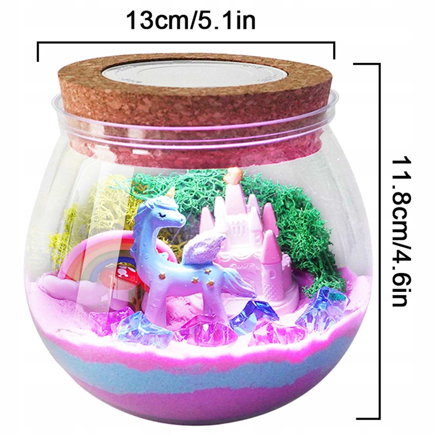 LED TERARIUM LAMP UNICORN KŪRYBINIS DOVANŲ RINKINYS, MICROLANDSCAPE